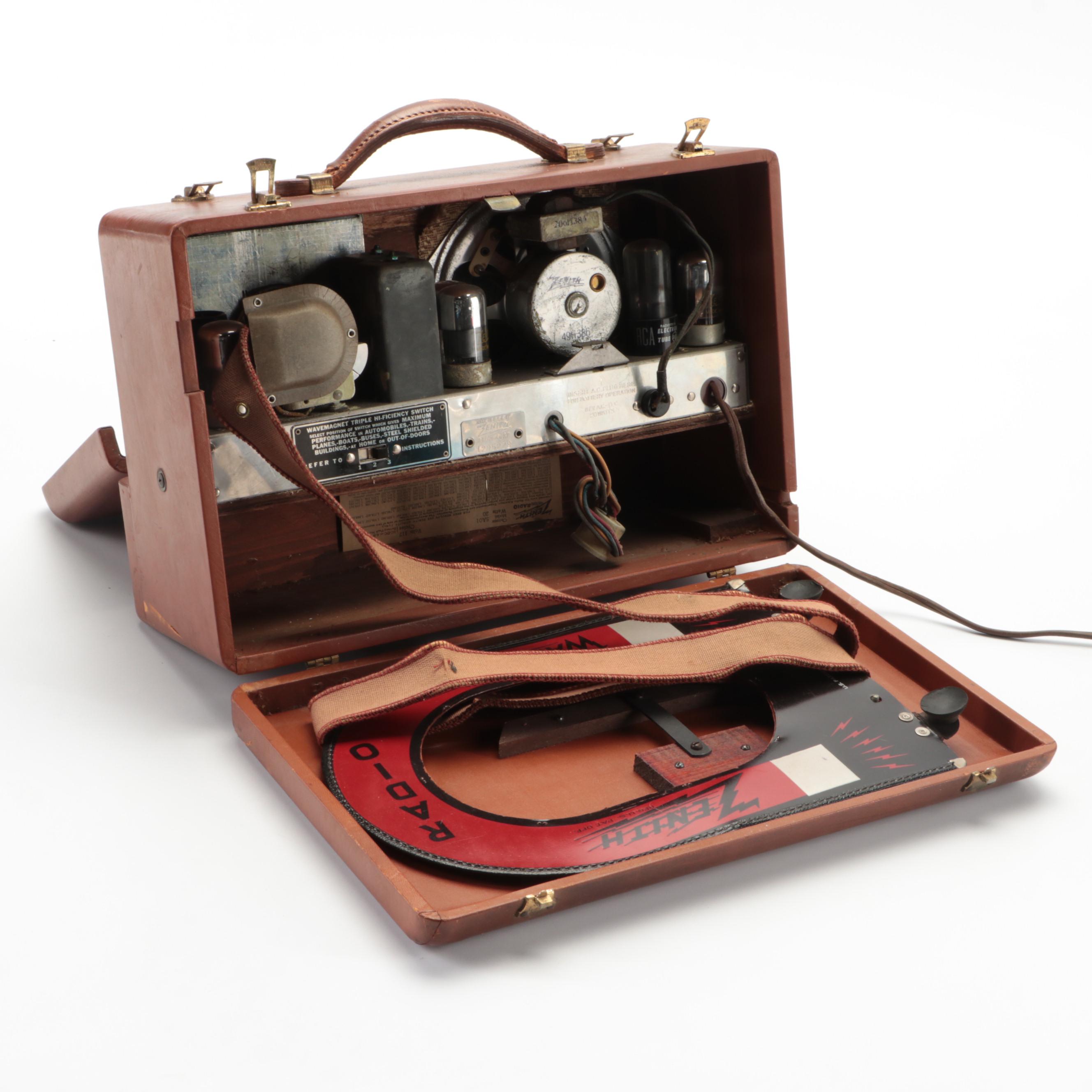 Zenith Model 5A01 Long Distance Portable Radio with Wave Magnet, 1940s