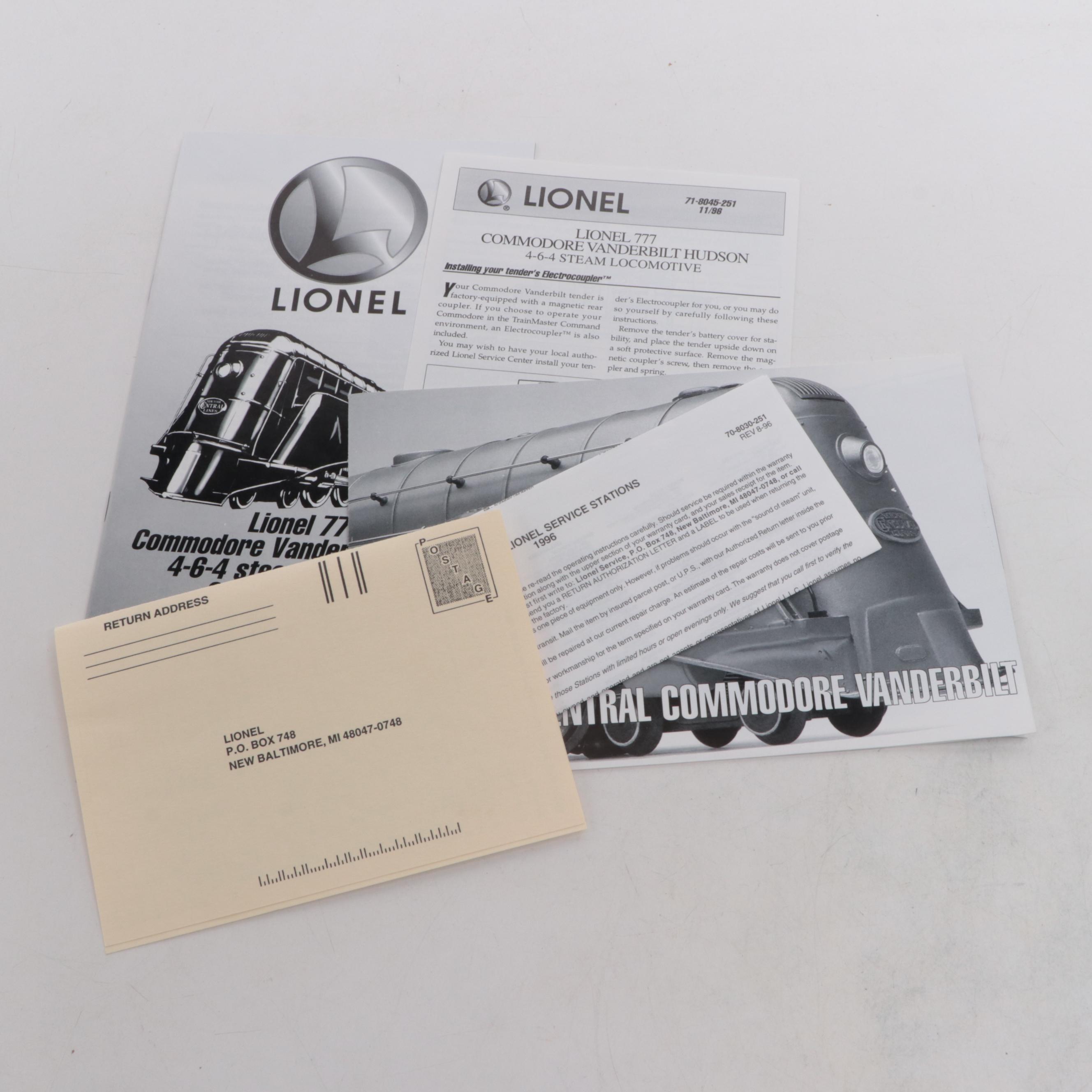 Lionel New York Central Vanderbilt 777 Locomotive and Tender