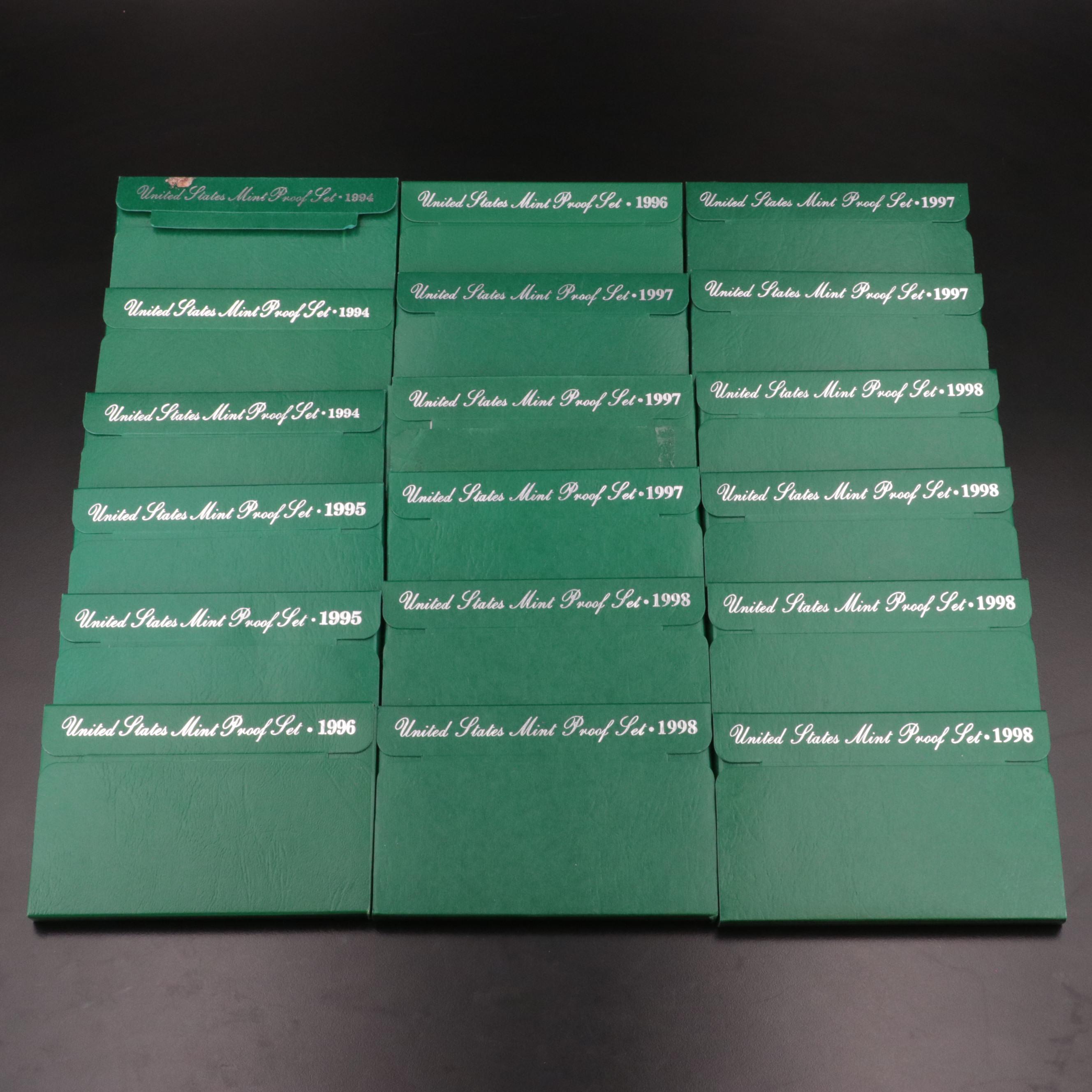 Eighteen U.S. Mint Proof Sets, 1994–1998