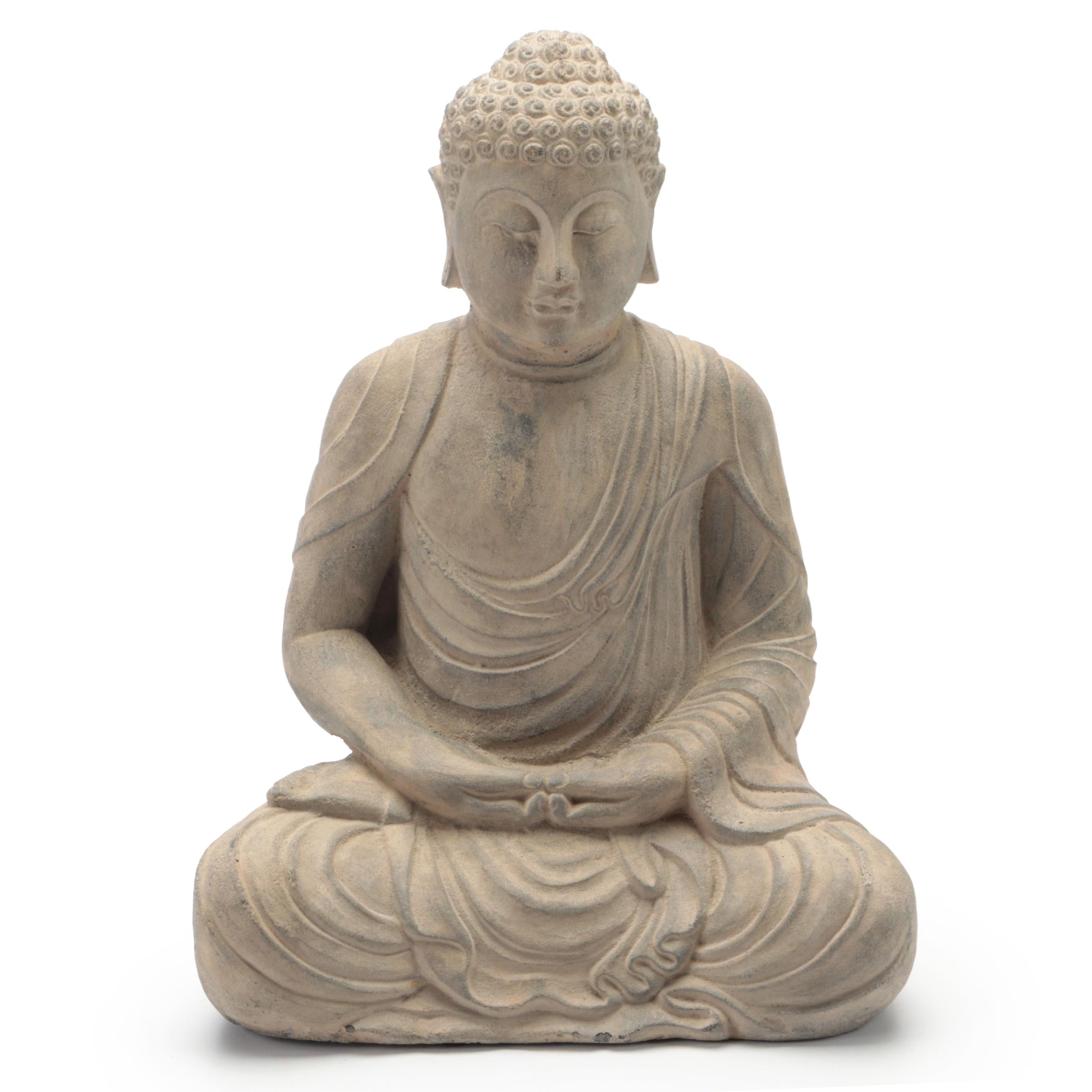 Cast Concrete Sculpture of Buddha in Dhyana Mudra