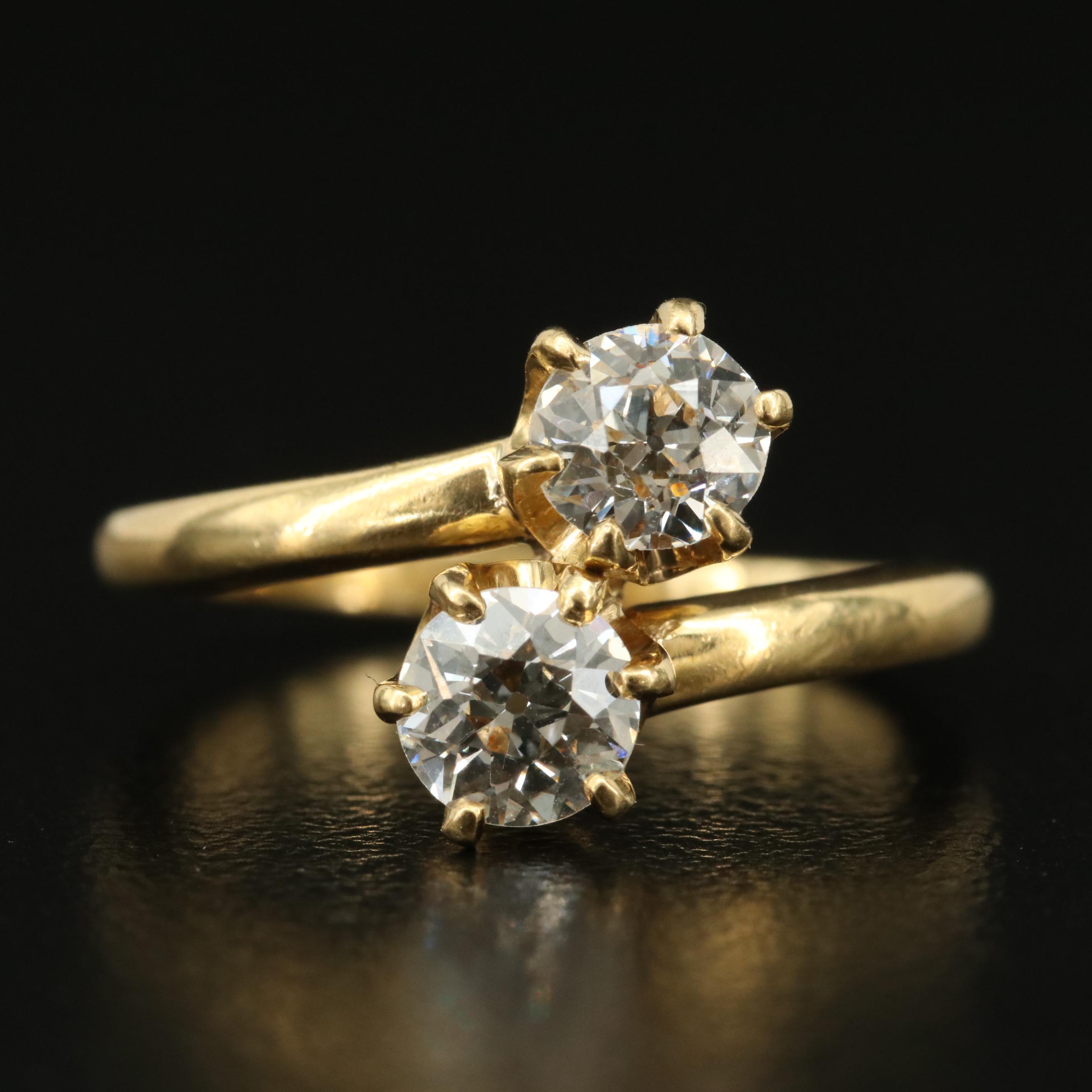 Antique 18K 0.84 CTW Diamond Toi et Moi Ring