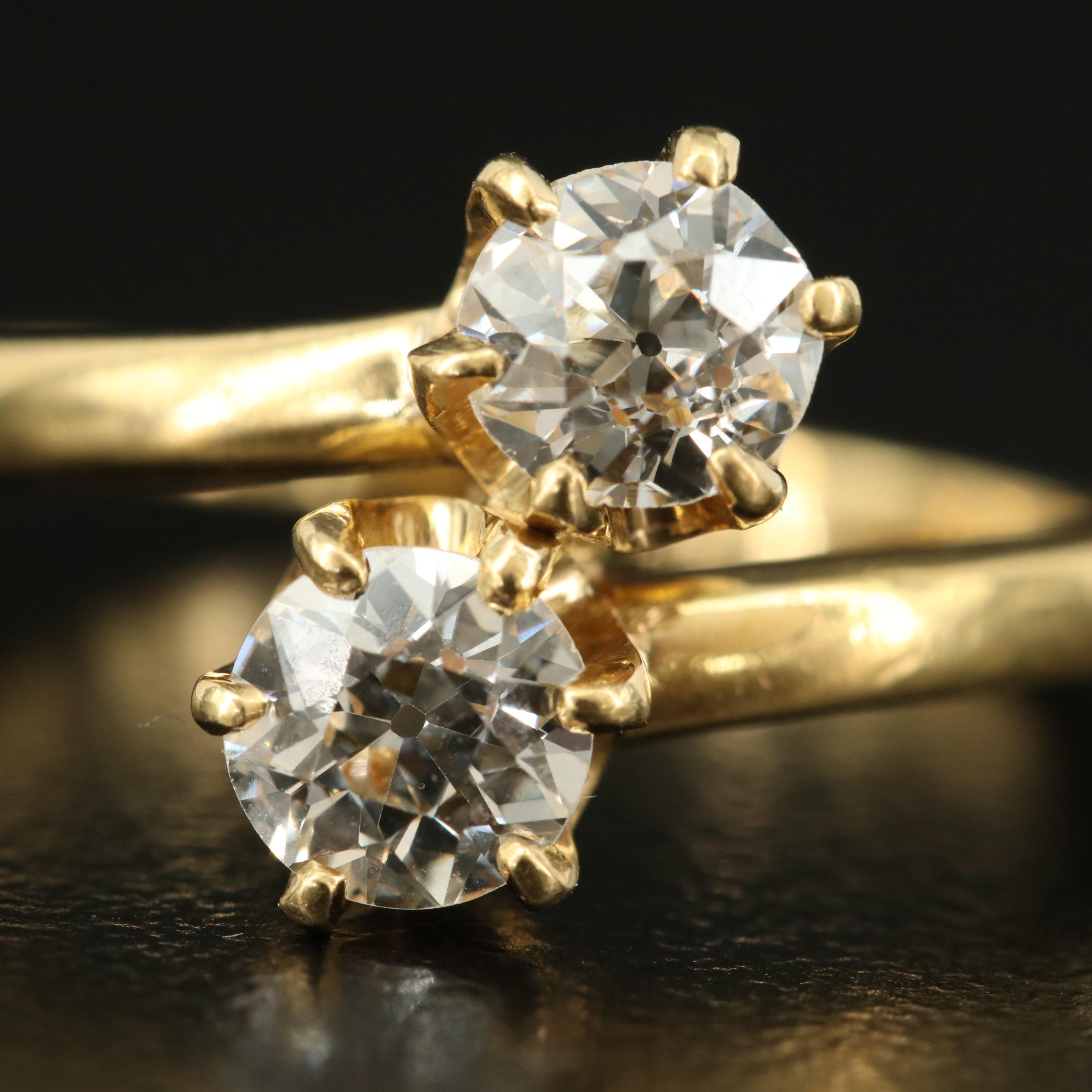 Antique 18K 0.84 CTW Diamond Toi et Moi Ring