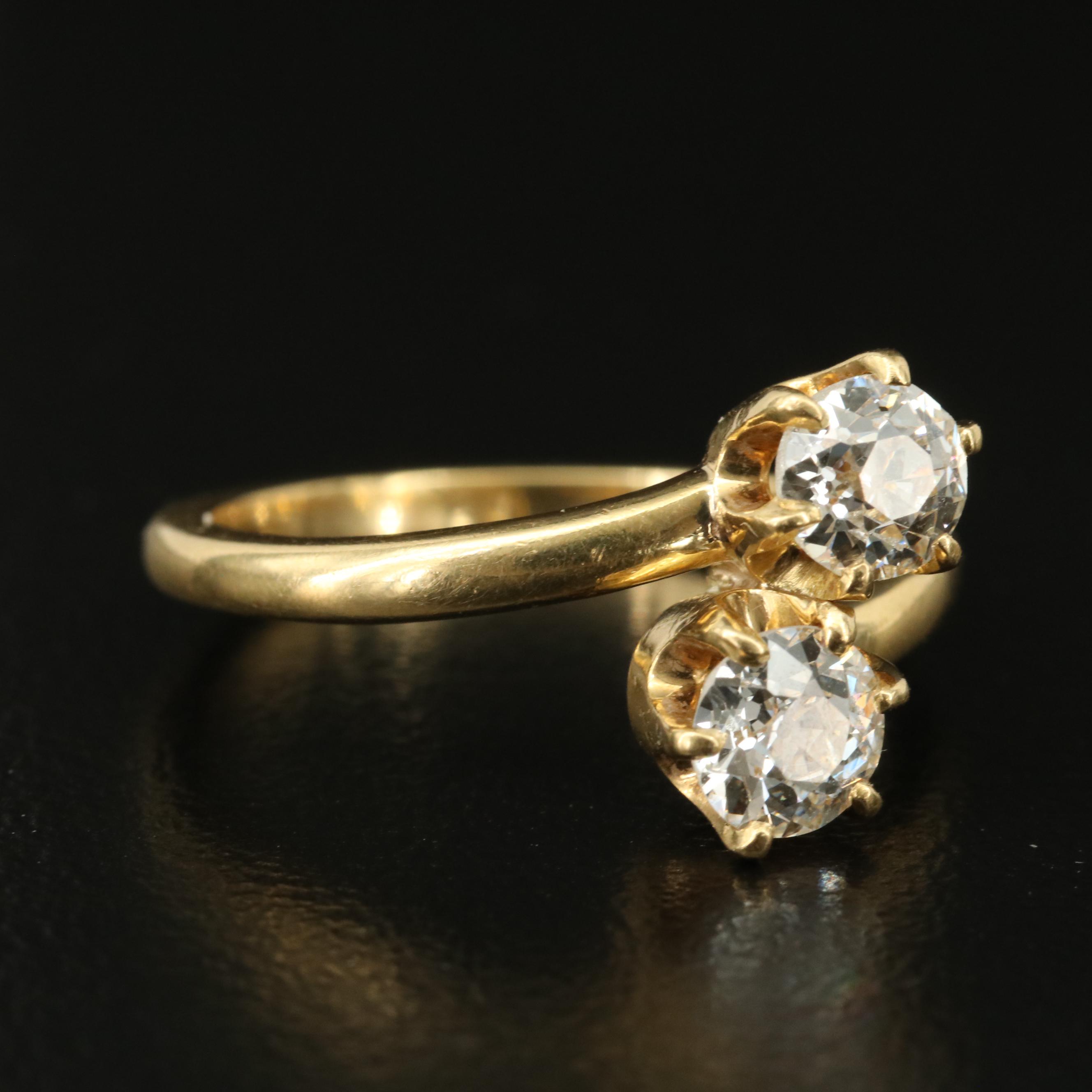 Antique 18K 0.84 CTW Diamond Toi et Moi Ring