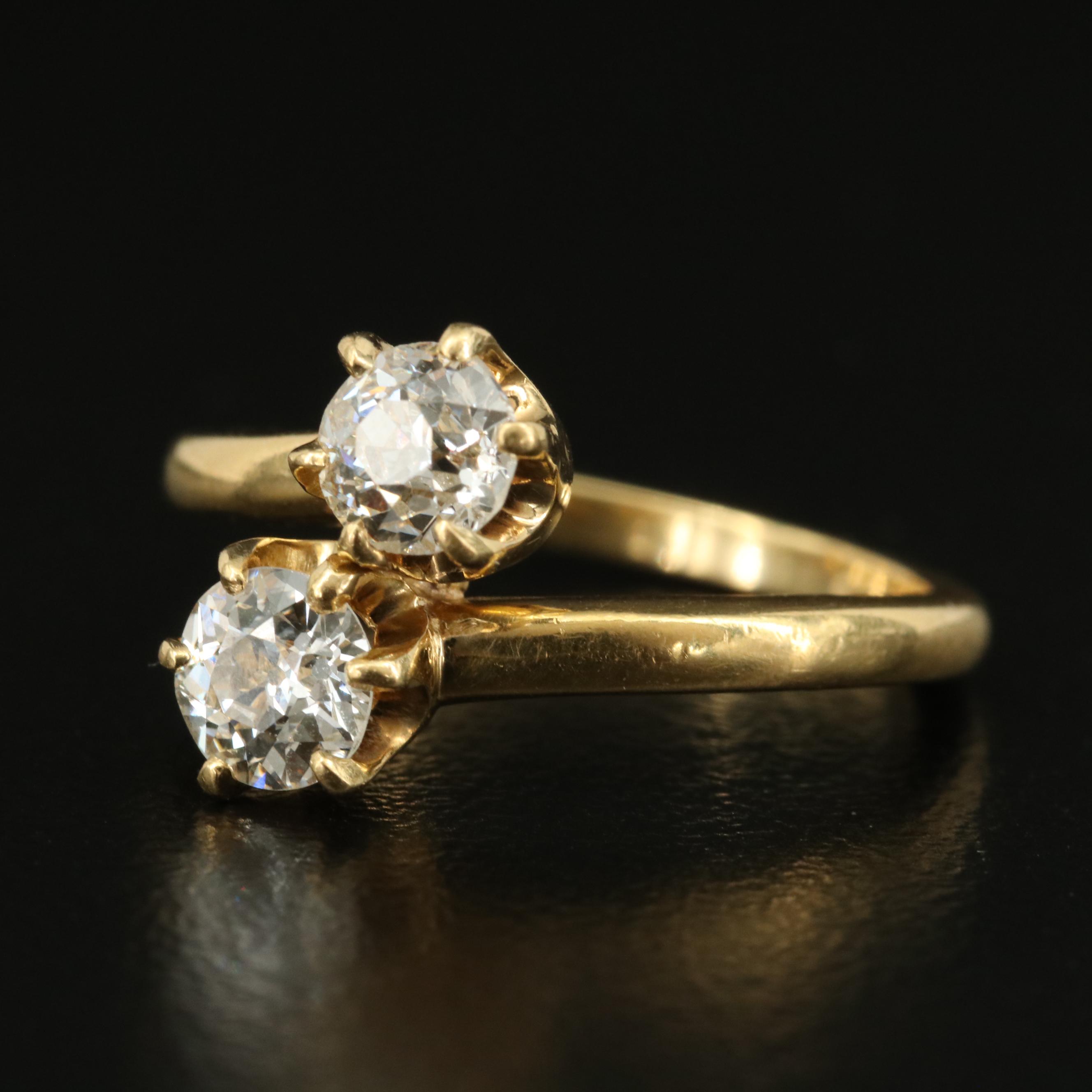 Antique 18K 0.84 CTW Diamond Toi et Moi Ring