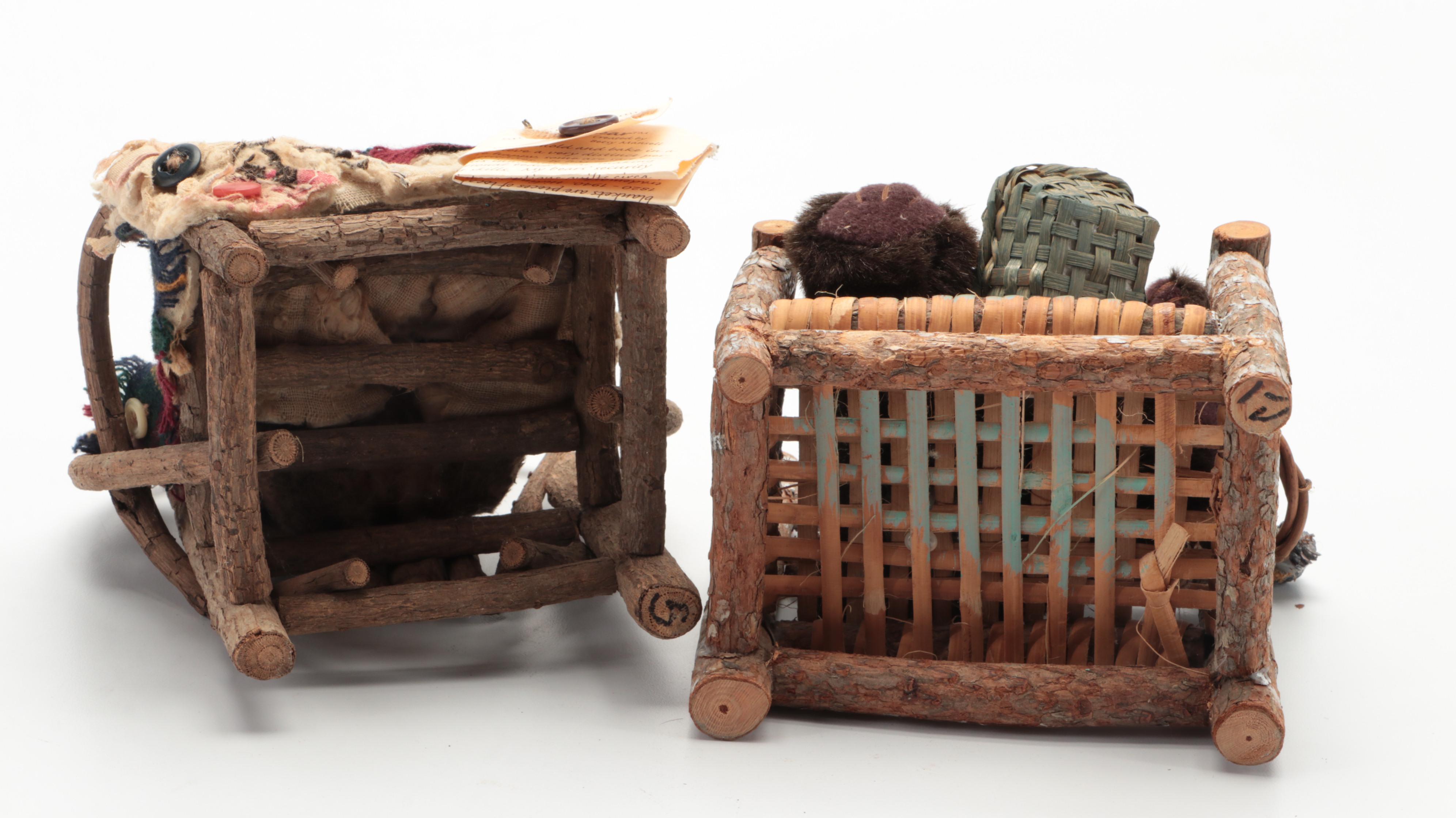 Betsy's Smoky Mountain Baked Bears in Branch Chairs with Plush Cat Doll