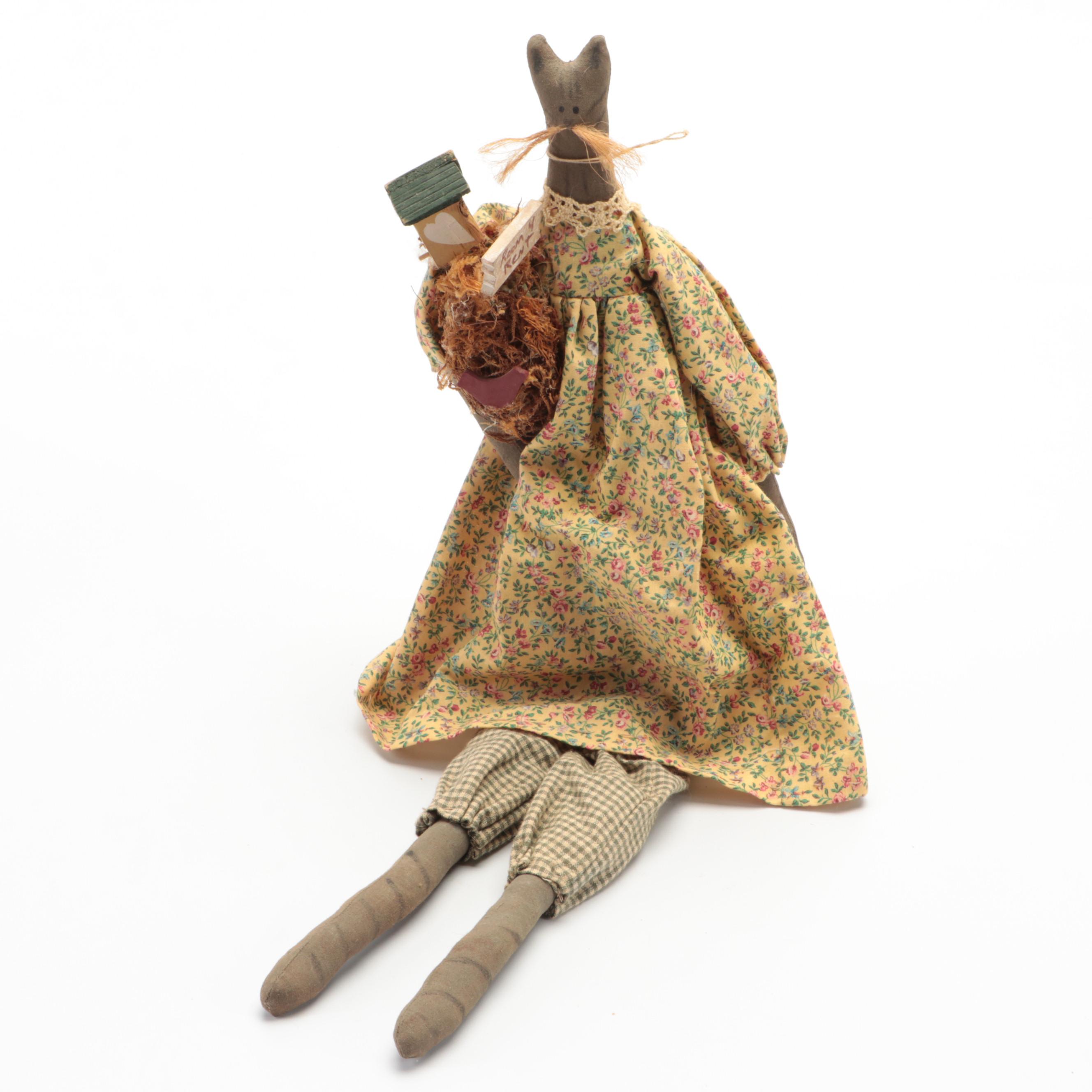 Betsy's Smoky Mountain Baked Bears in Branch Chairs with Plush Cat Doll