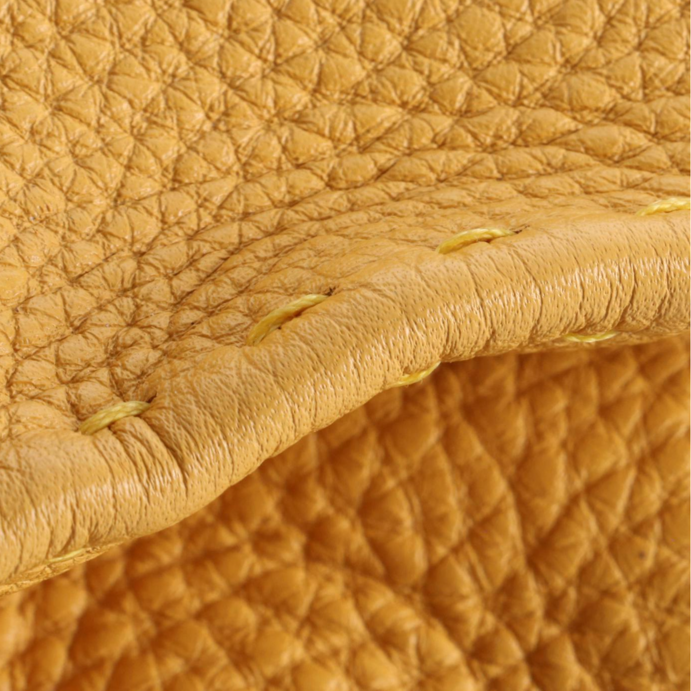 Fendi Selleria Zip Top Briefcase in Yellow Grained Leather with Pouch