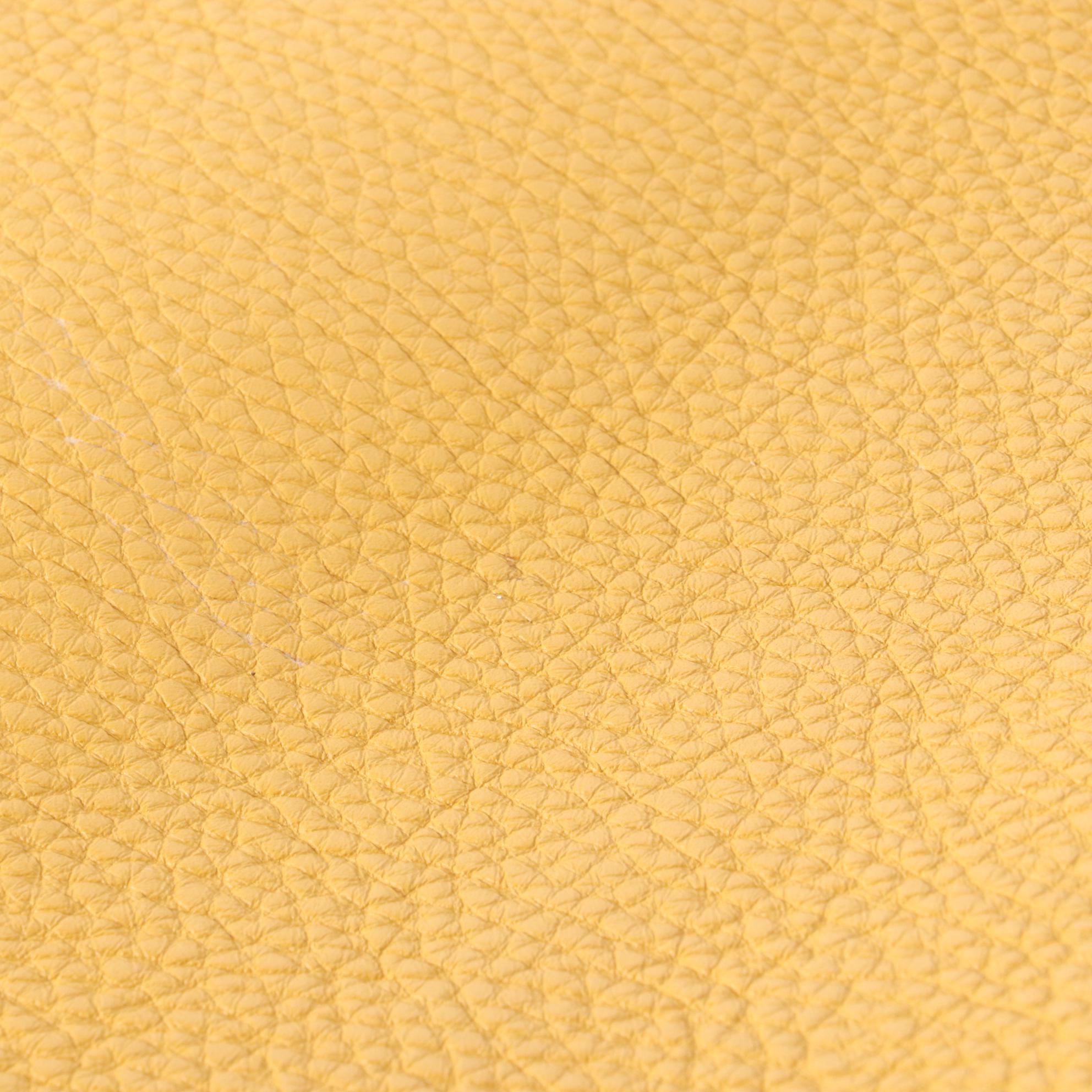 Fendi Selleria Zip Top Briefcase in Yellow Grained Leather with Pouch