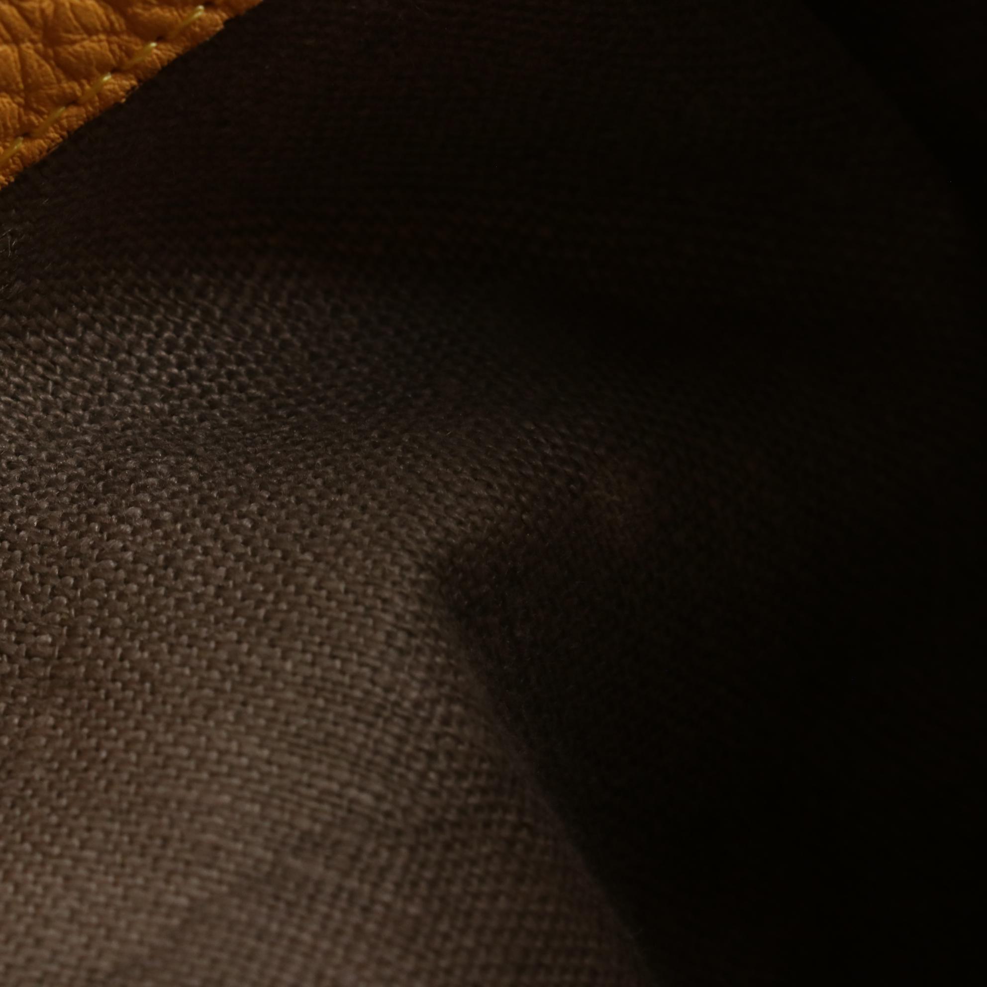 Fendi Selleria Zip Top Briefcase in Yellow Grained Leather with Pouch