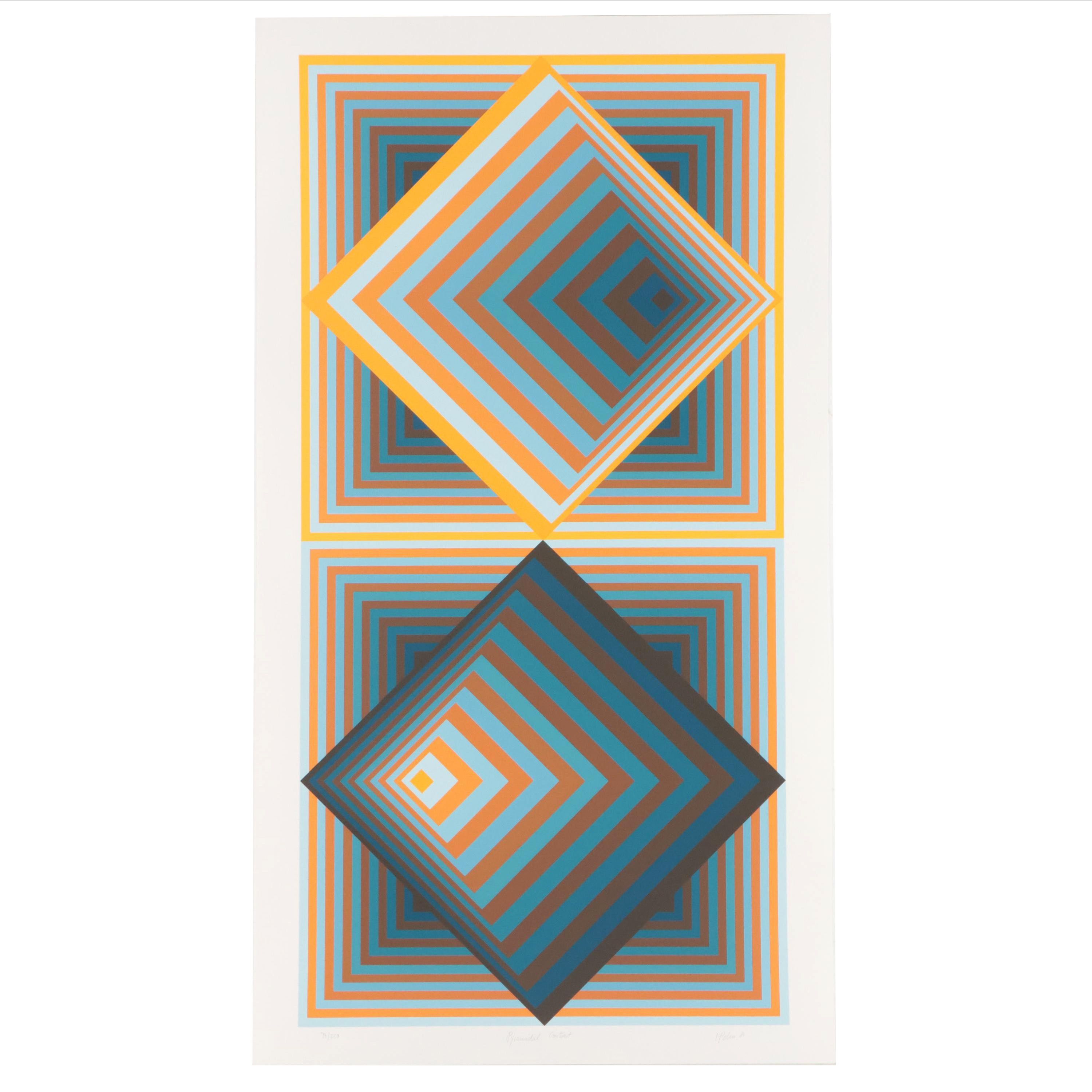 Jurgen Peters Op Art Serigraph "Pyramidal Contrast," 1981