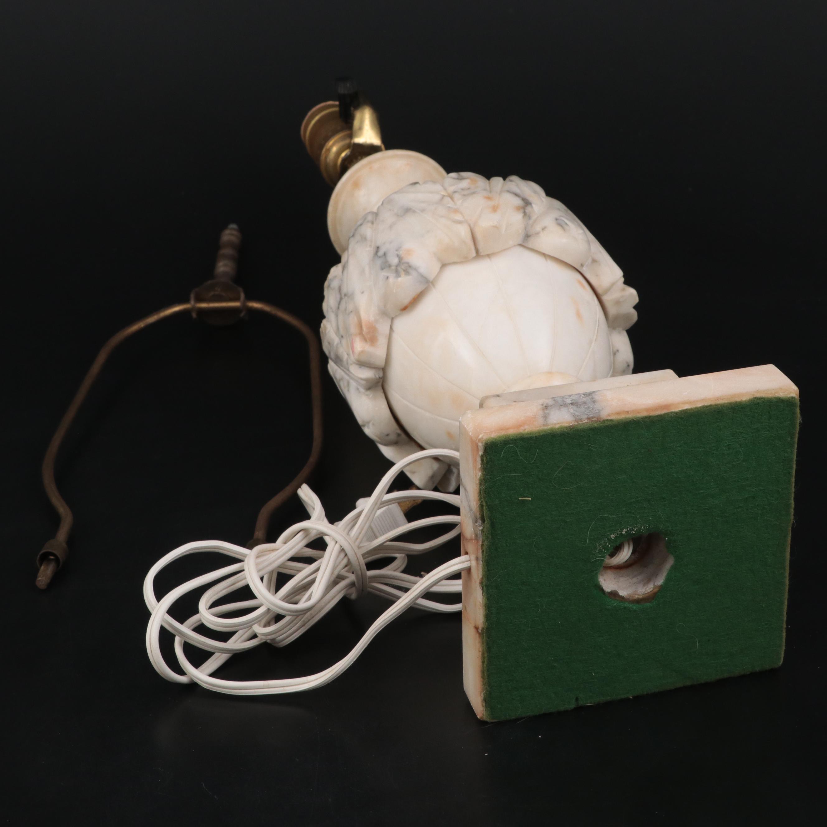 Italian Neoclassical Style Carved Marble Urn Table Lamp, Mid to Late 20th C.