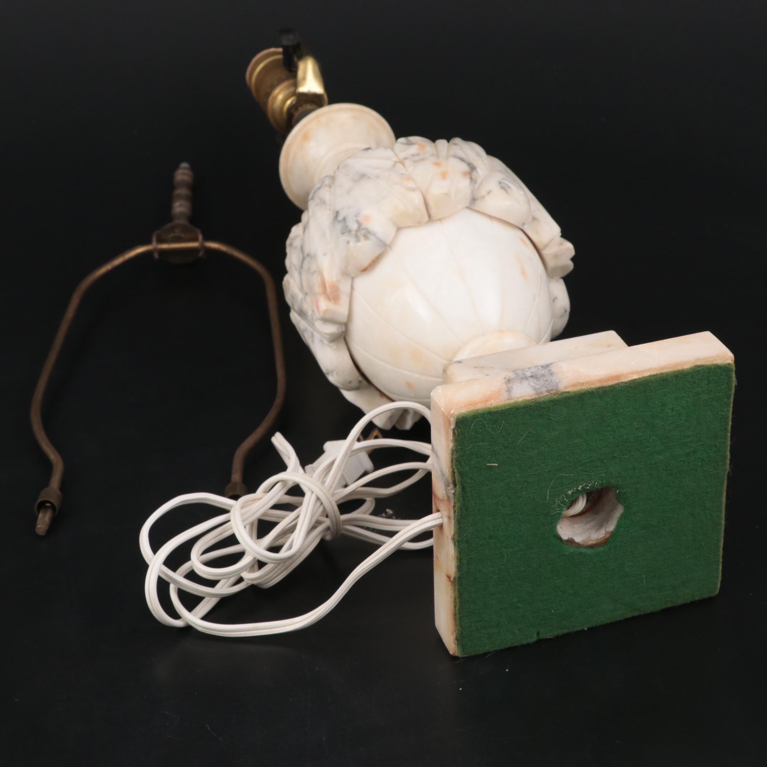 Italian Neoclassical Style Carved Marble Urn Table Lamp, Mid to Late 20th C.