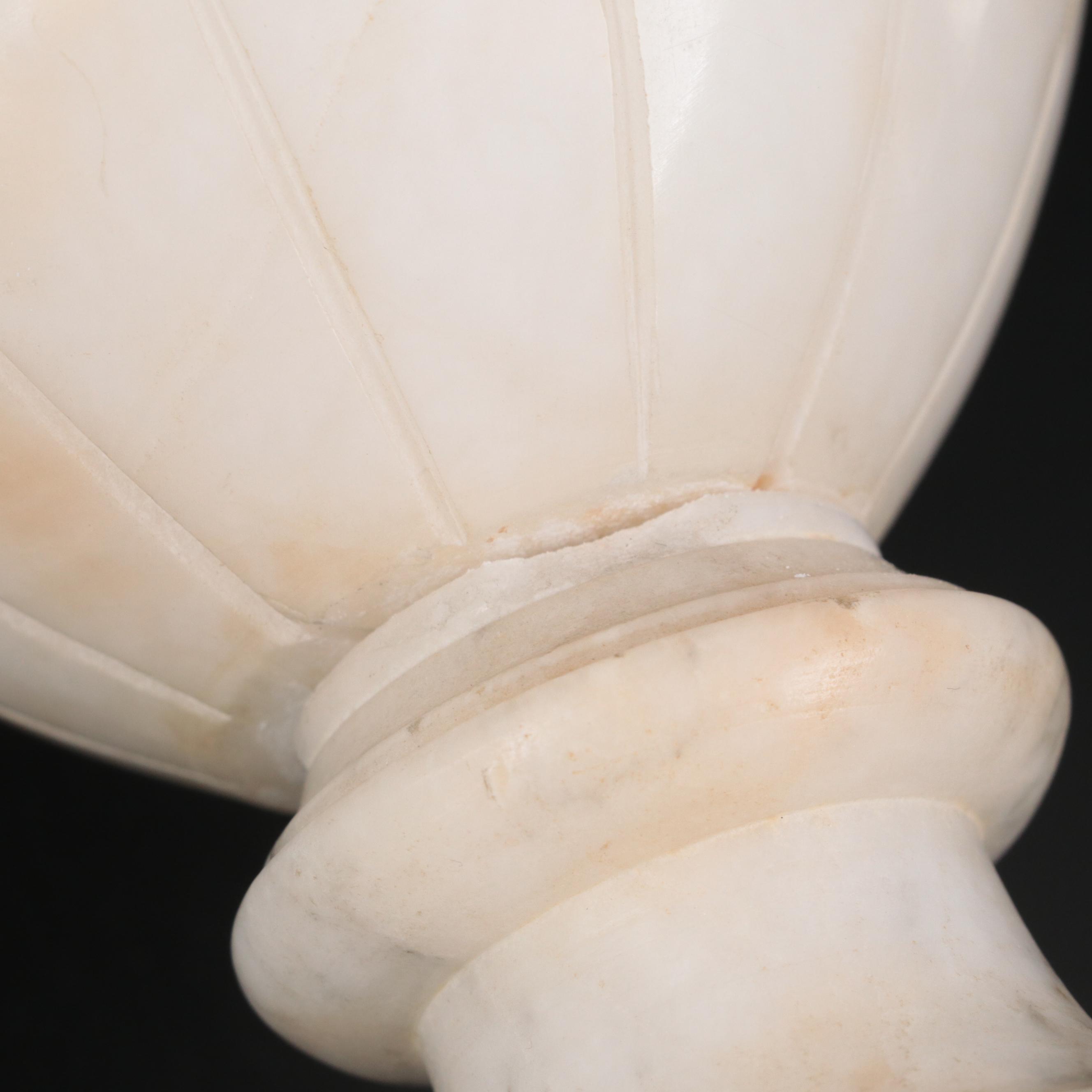 Italian Neoclassical Style Carved Marble Urn Table Lamp, Mid to Late 20th C.