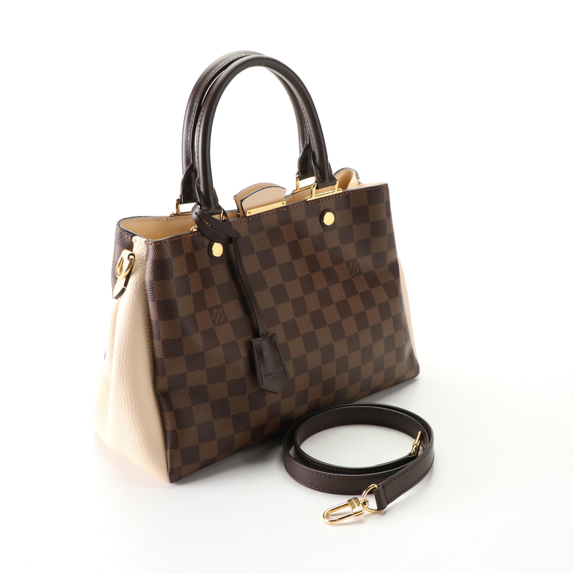 Louis Vuitton Brittany Handbag in Damier Ebene Canvas and Leather