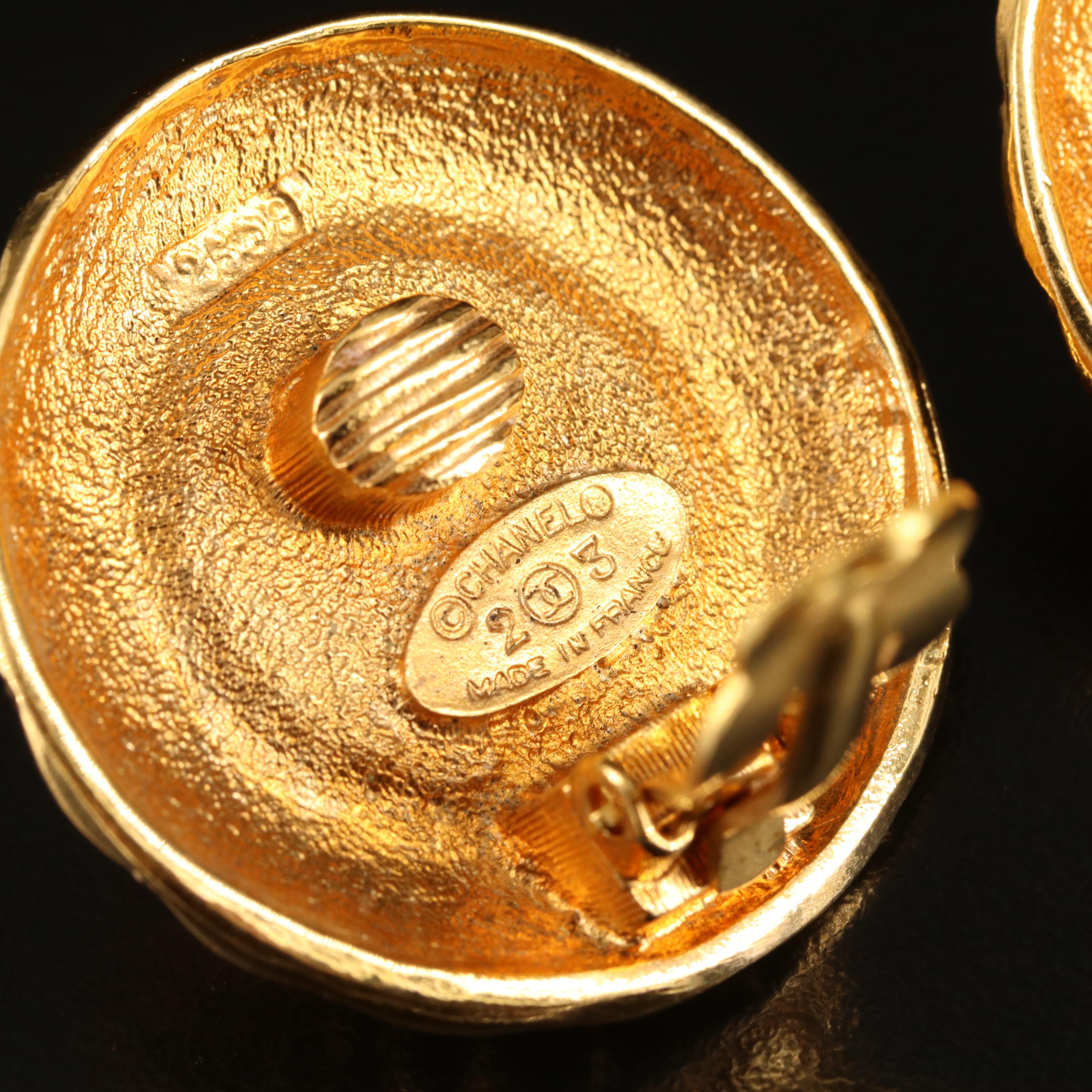 Chanel Quilted Faux Pearl Button Earrings