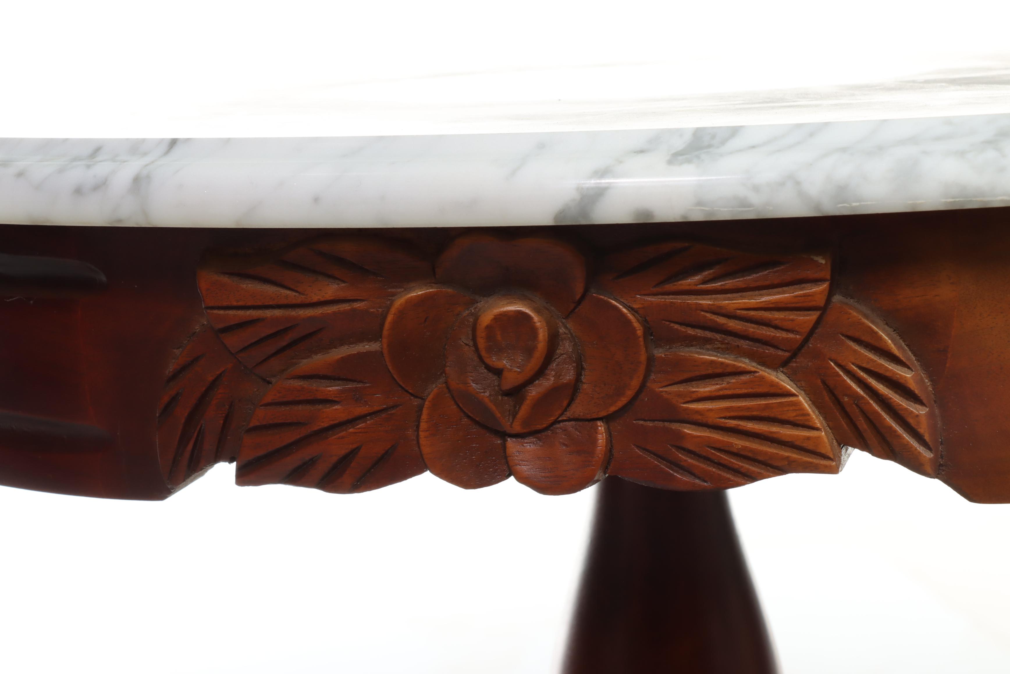 Kimball Victorian Style Marble-Top Pedestal with Other Coffee Table