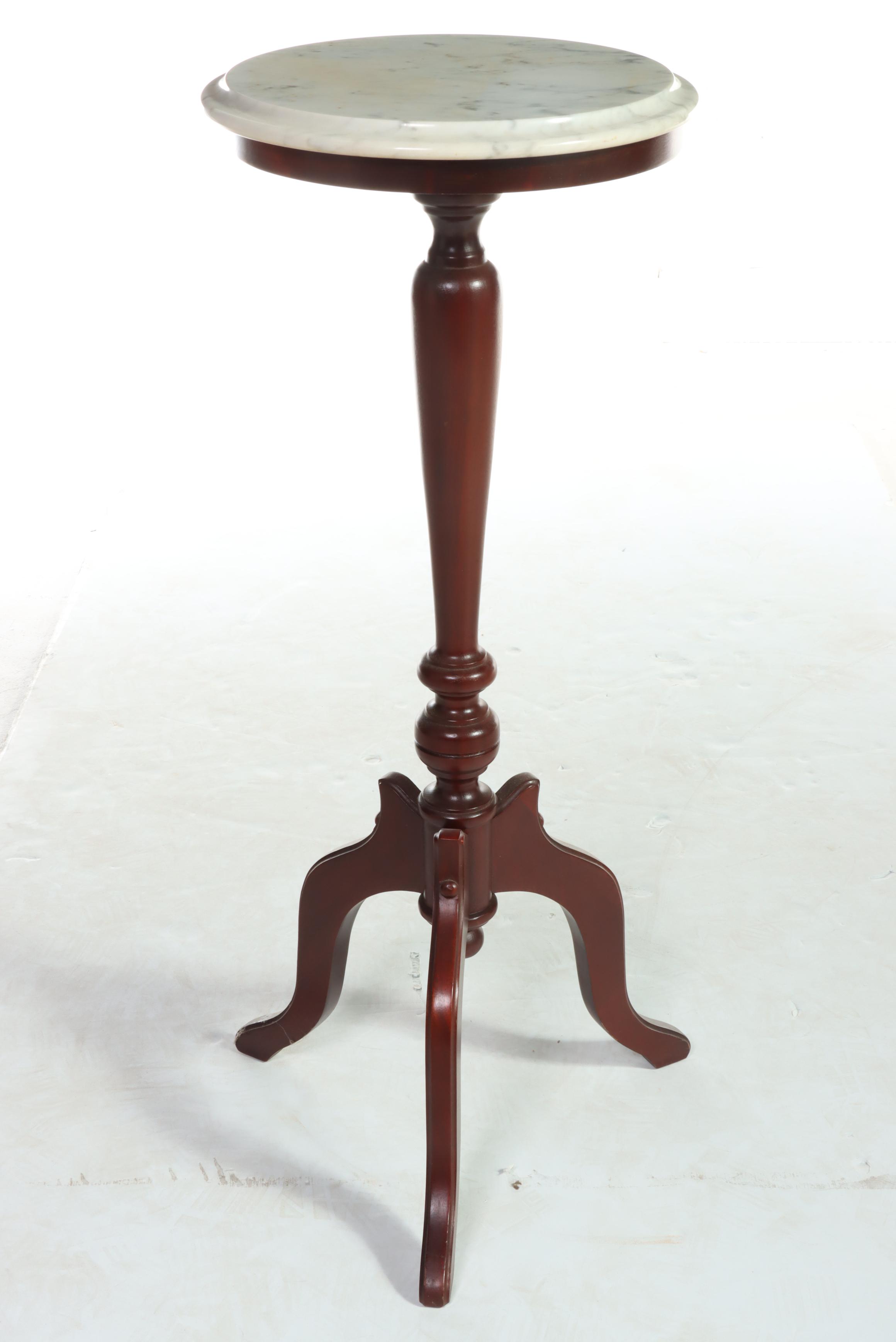 Kimball Victorian Style Marble-Top Pedestal with Other Coffee Table