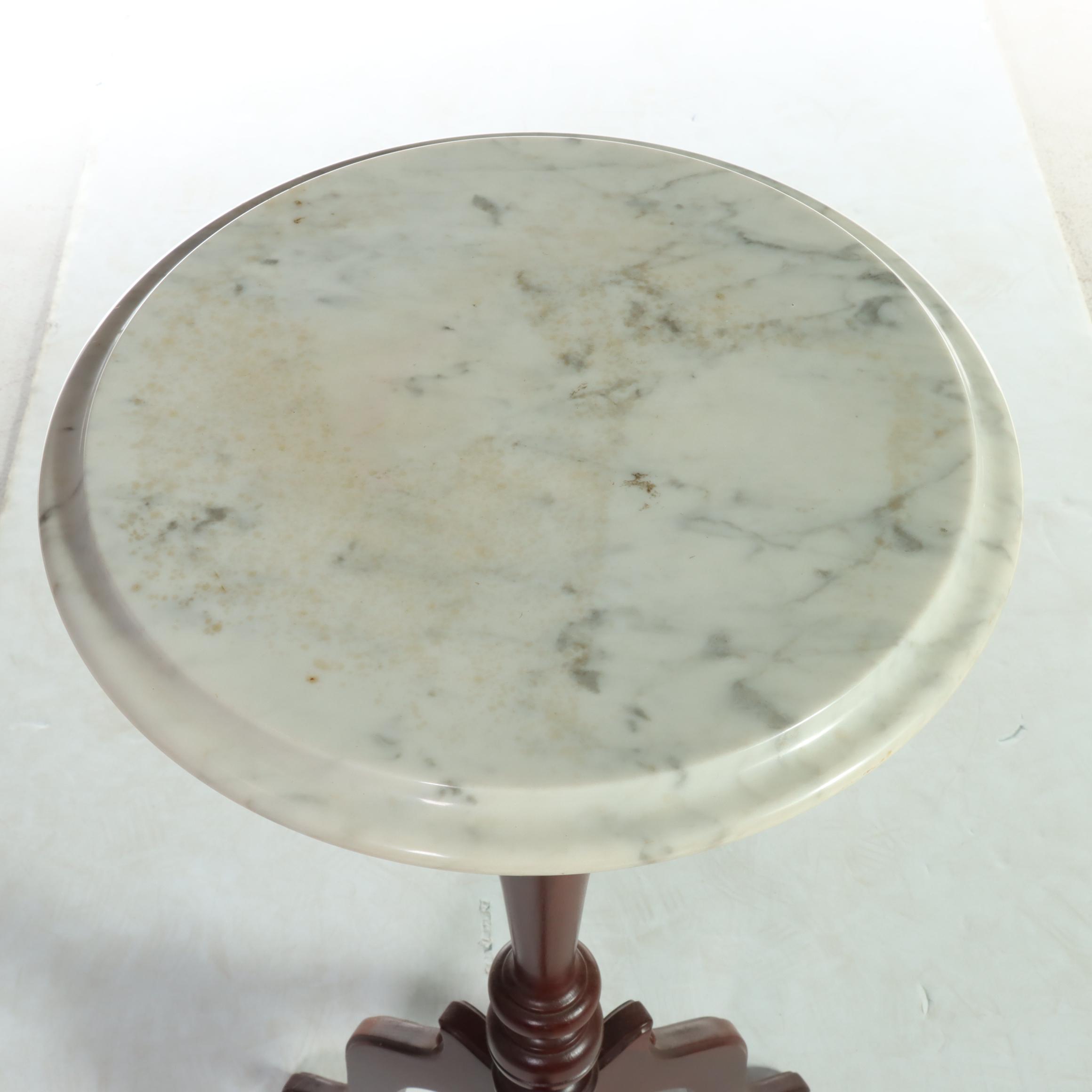 Kimball Victorian Style Marble-Top Pedestal with Other Coffee Table