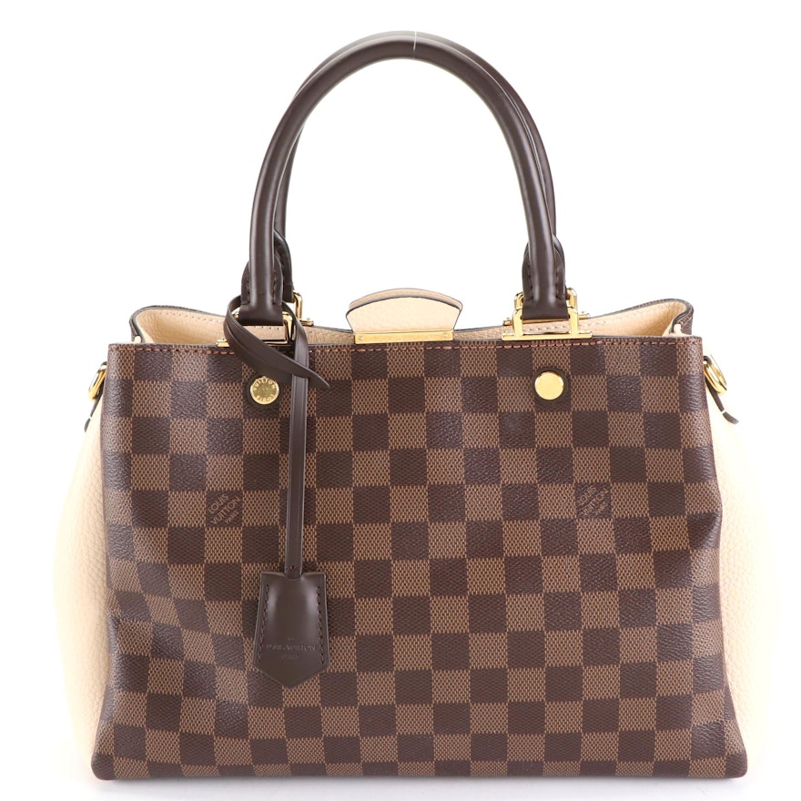 Louis Vuitton Brittany Handbag in Damier Ebene Canvas and Leather