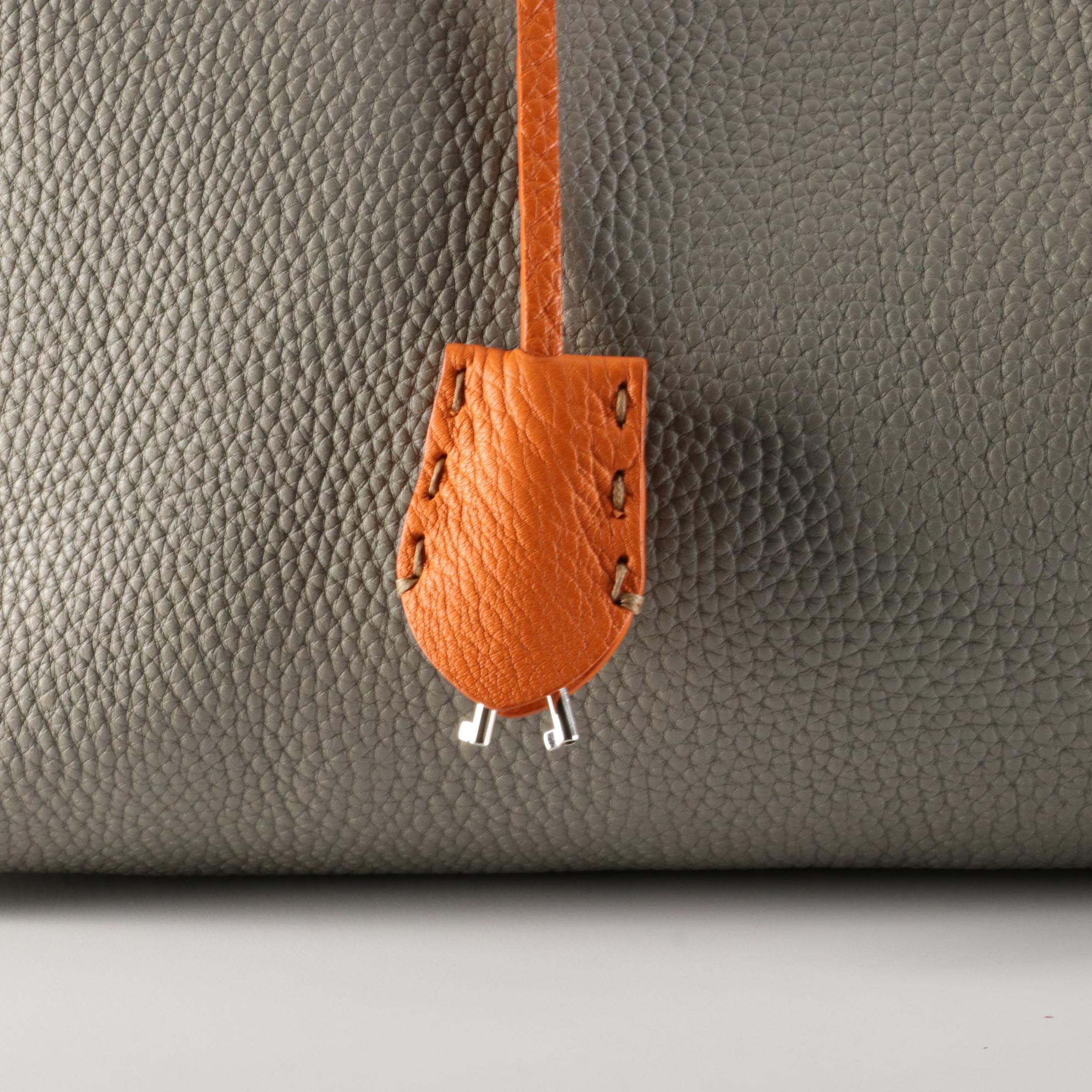 Fendi Selleria Medium Carla Tote in Gray Grained Leather