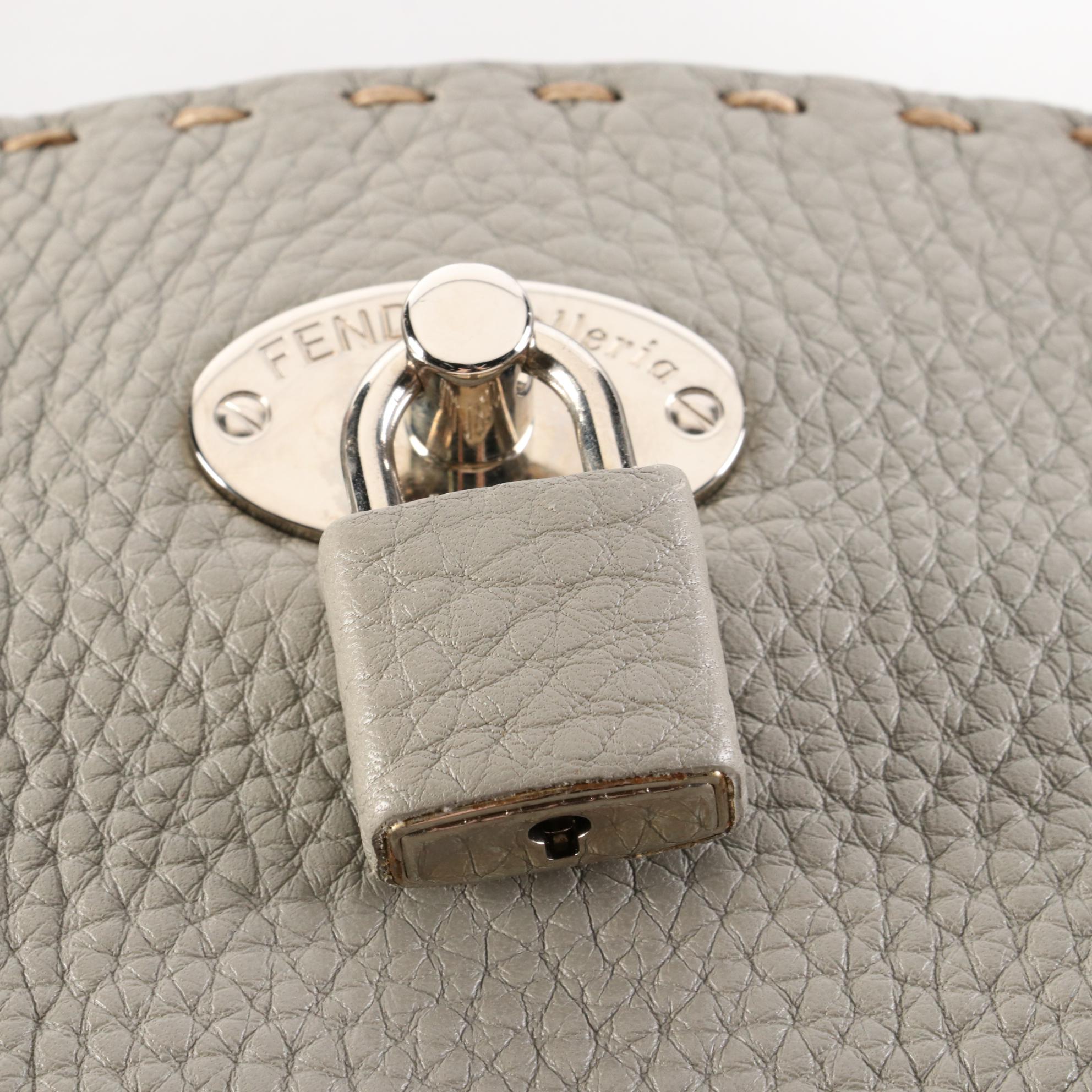 Fendi Selleria Medium Carla Tote in Gray Grained Leather