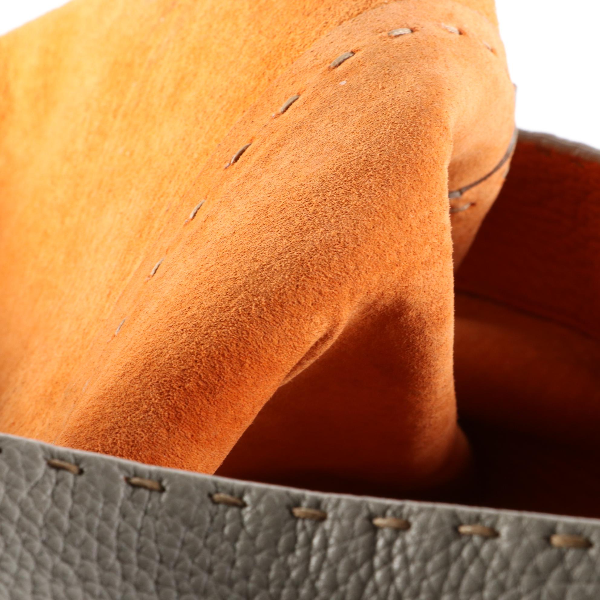 Fendi Selleria Medium Carla Tote in Gray Grained Leather