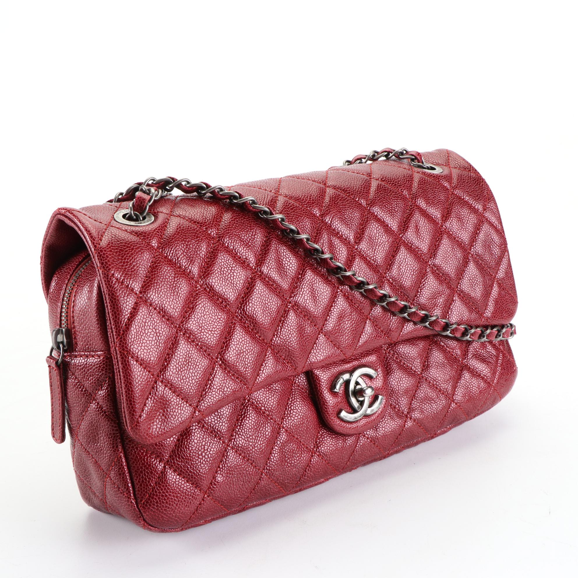 Chanel Easy Flap Quilted Caviar Leather Shoulder Bag