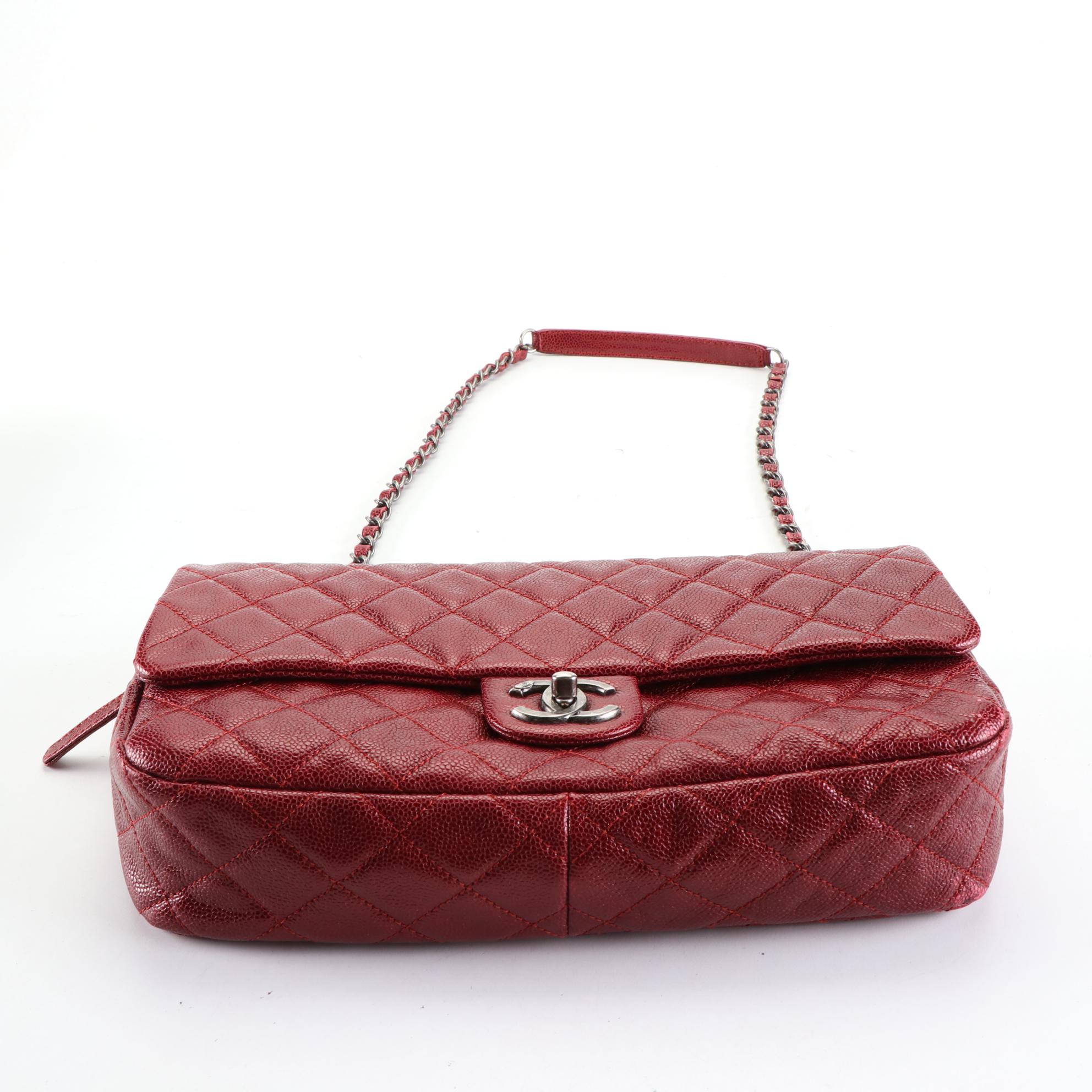 Chanel Easy Flap Quilted Caviar Leather Shoulder Bag