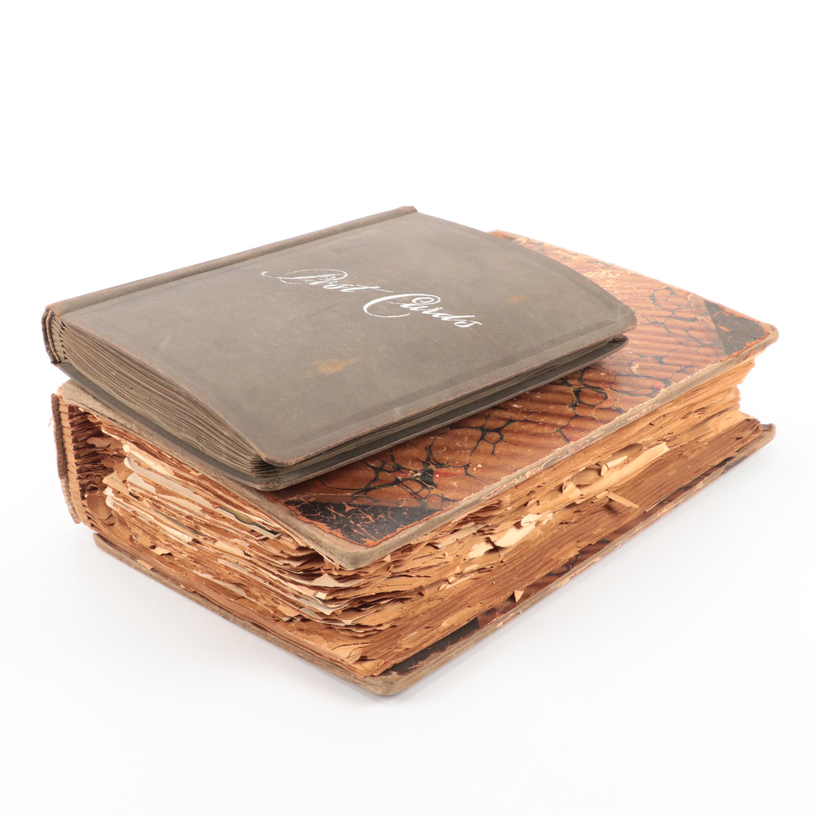 Postcard Albums with Travel Postcards and Stamps