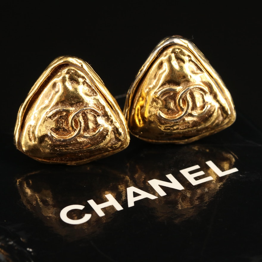 Chanel Logo Triangle Earrings