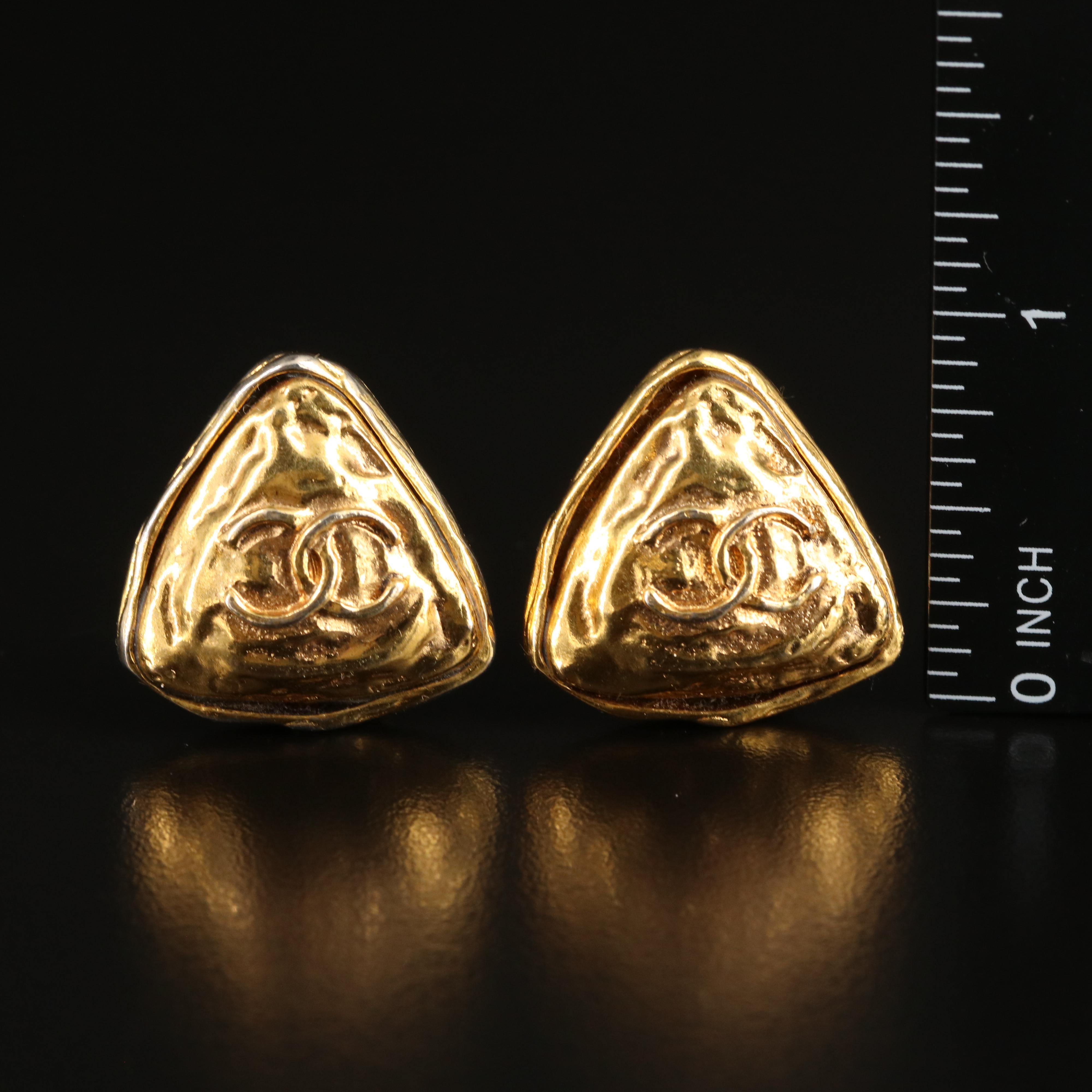 Chanel Logo Triangle Earrings
