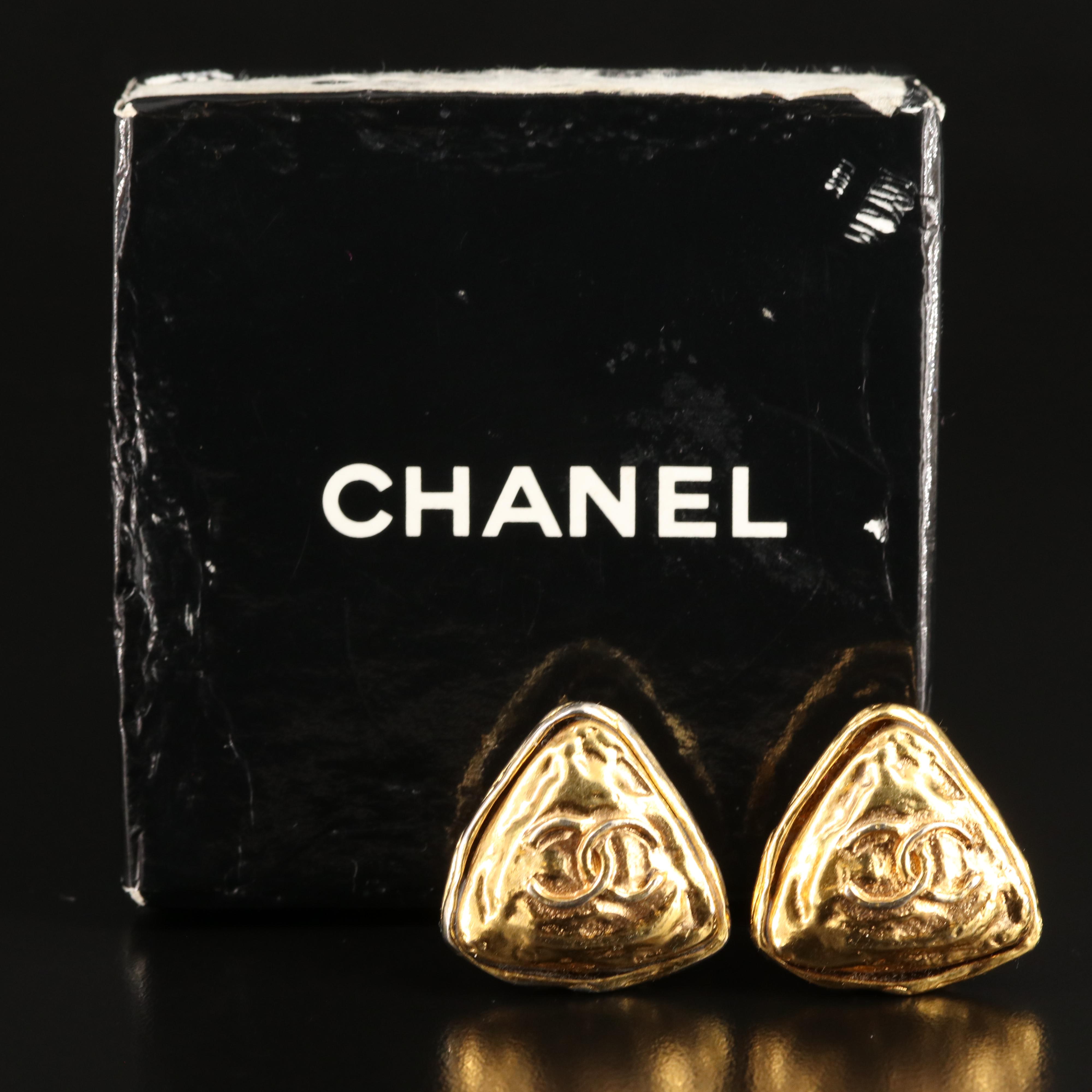 Chanel Logo Triangle Earrings