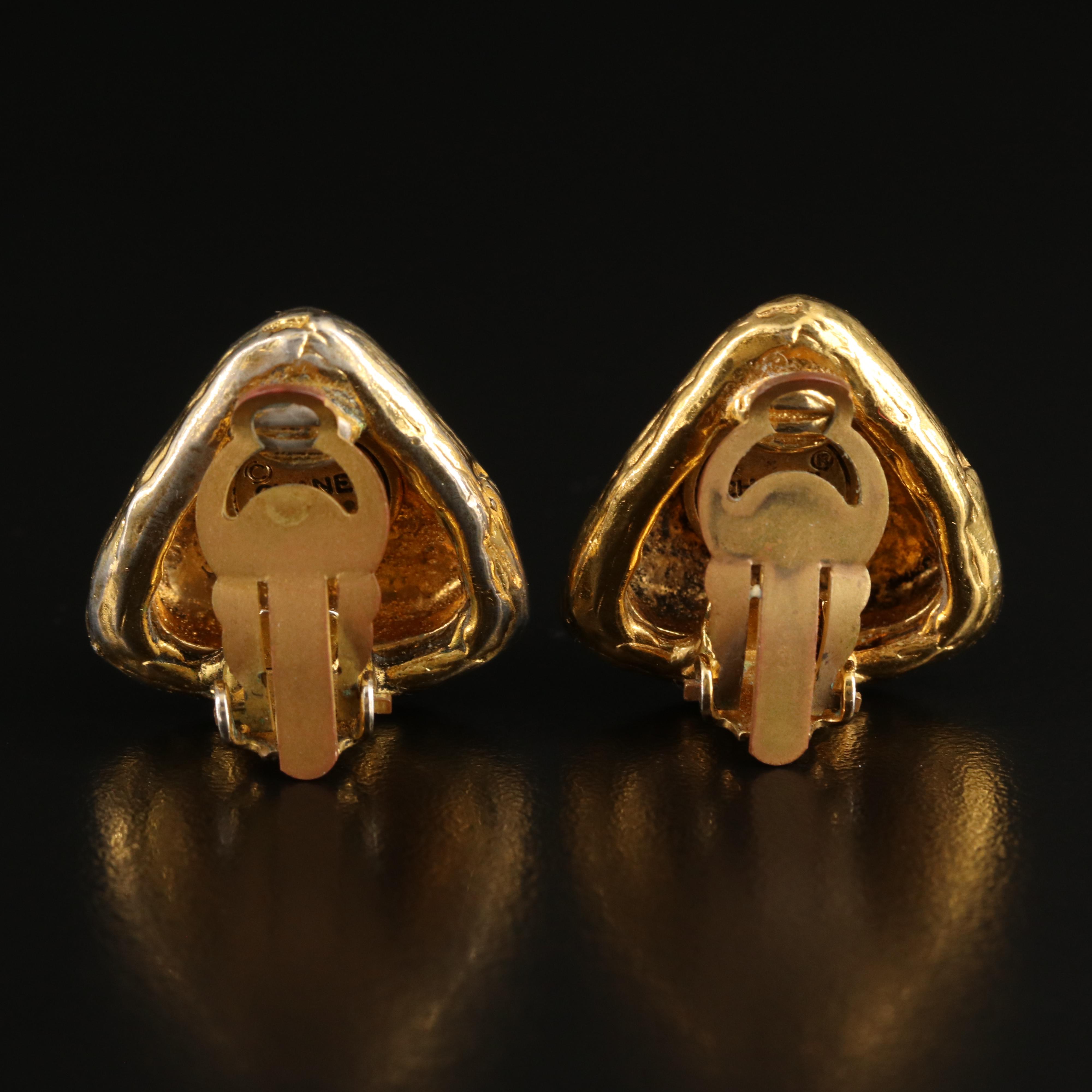 Chanel Logo Triangle Earrings