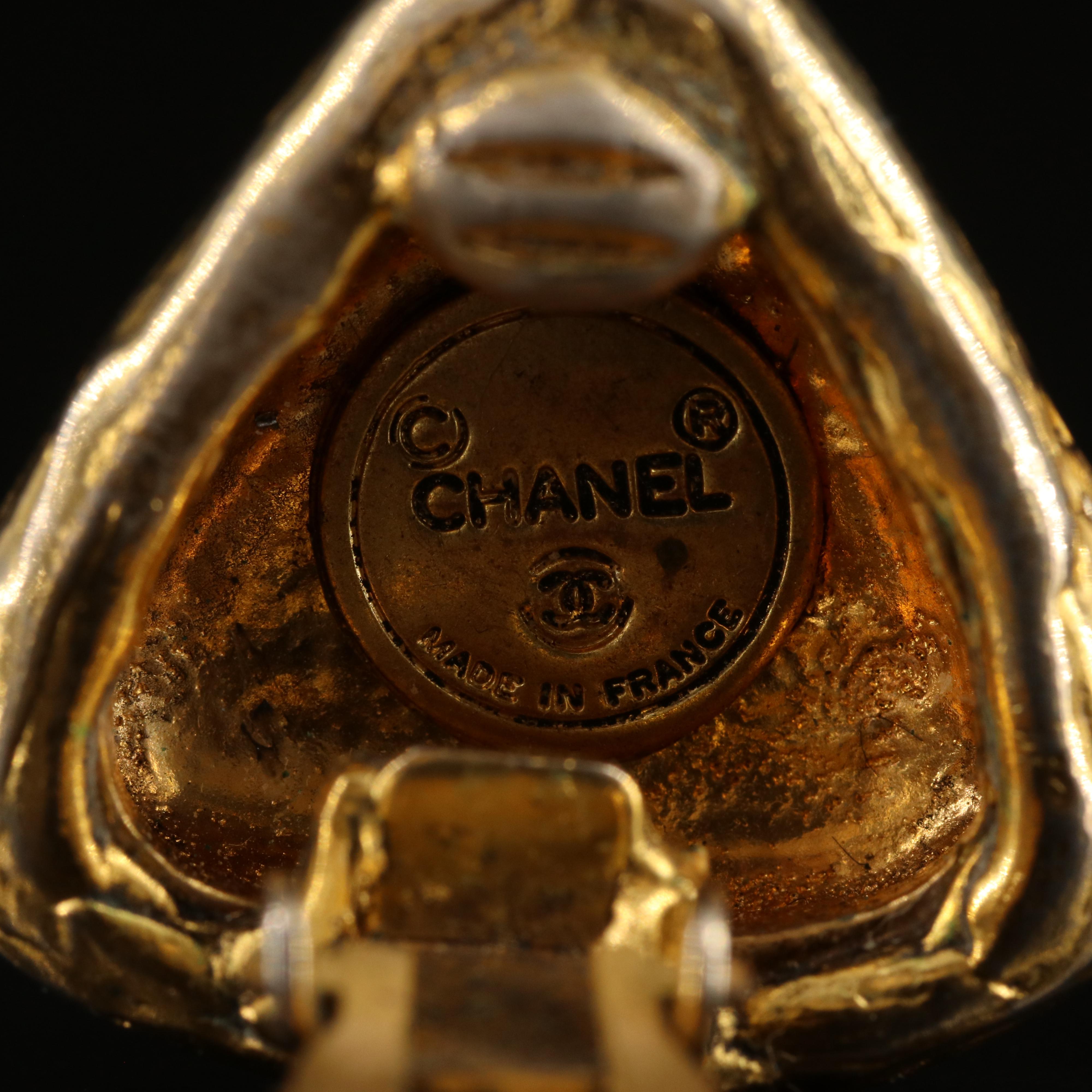 Chanel Logo Triangle Earrings