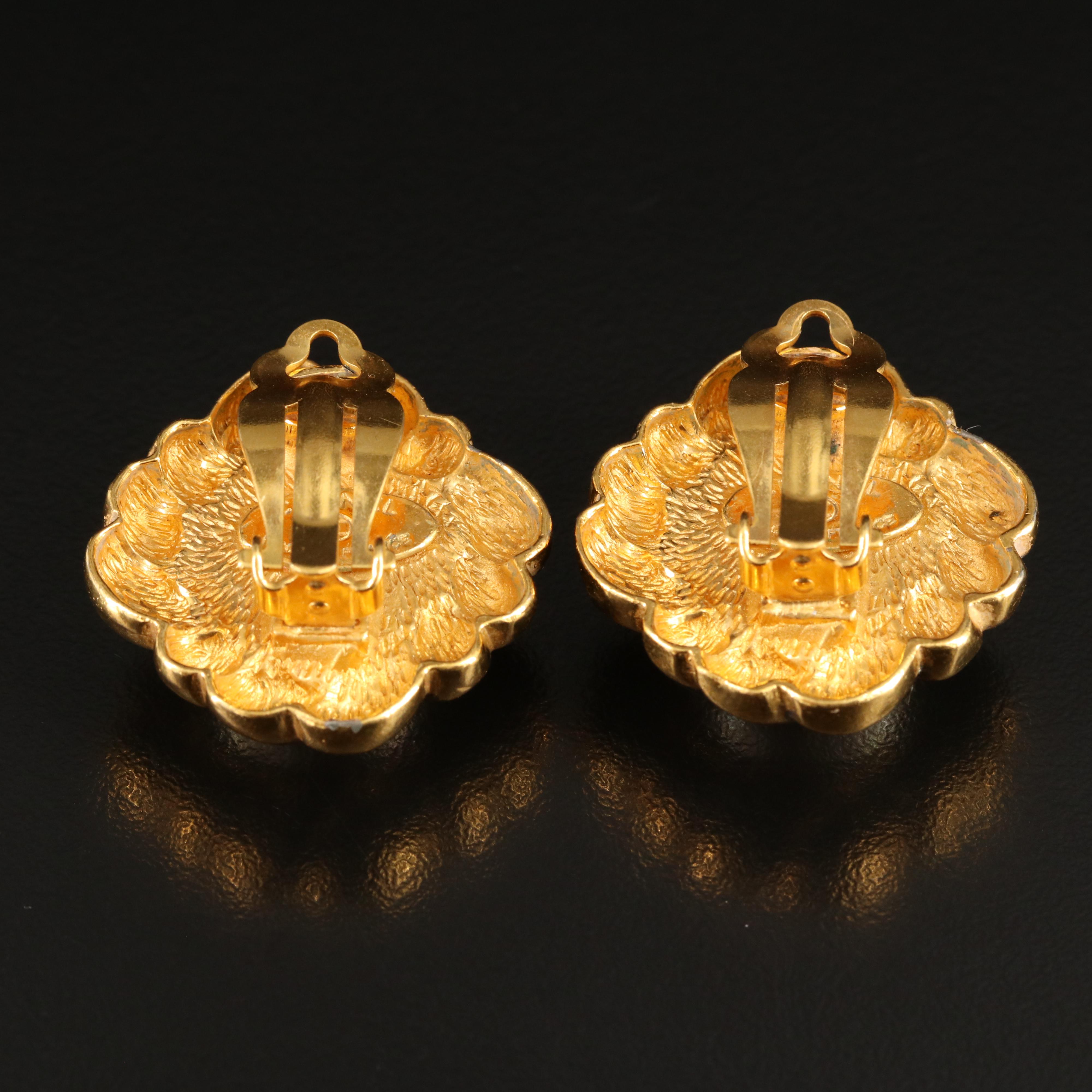 Chanel Faux Pearl Button Earrings