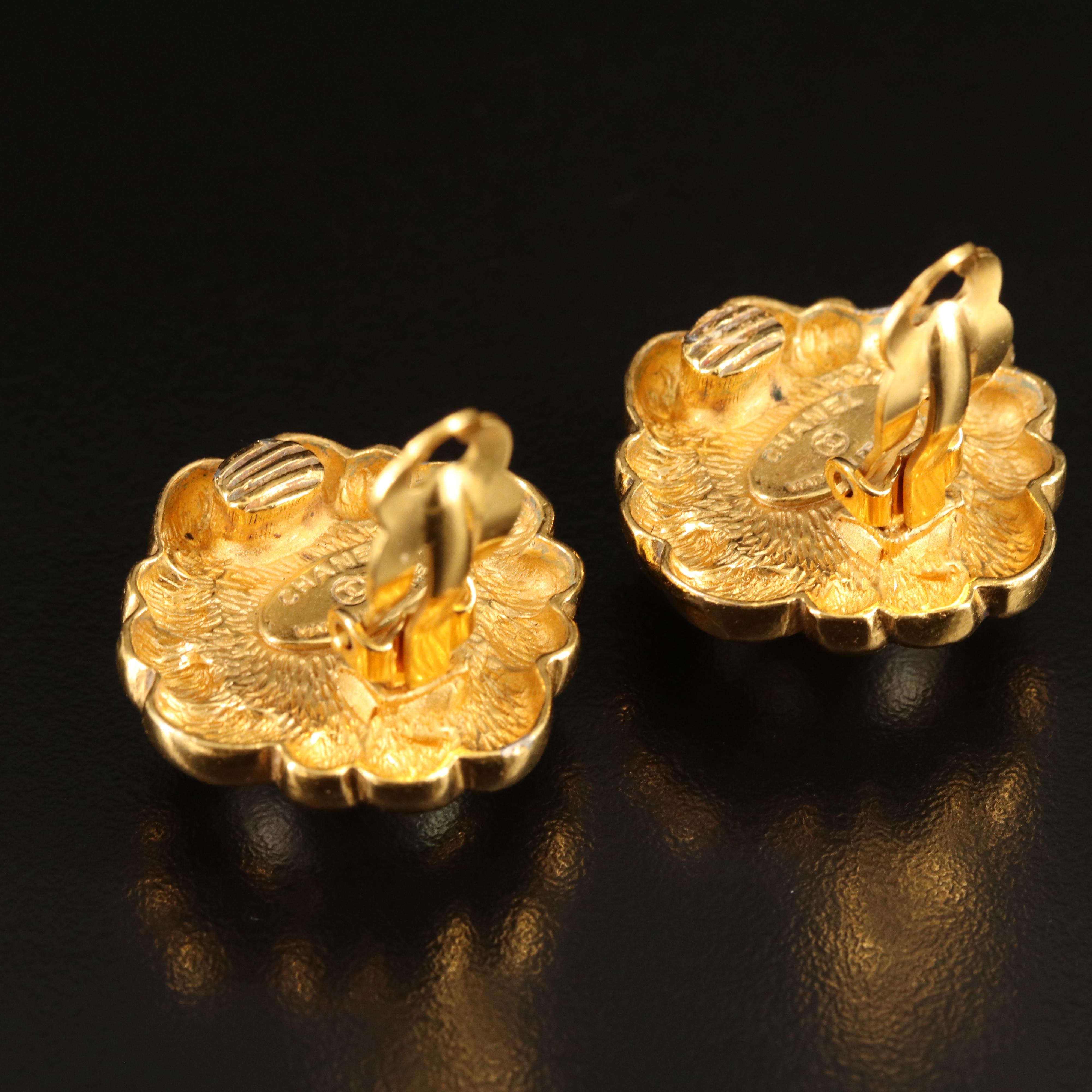 Chanel Faux Pearl Button Earrings