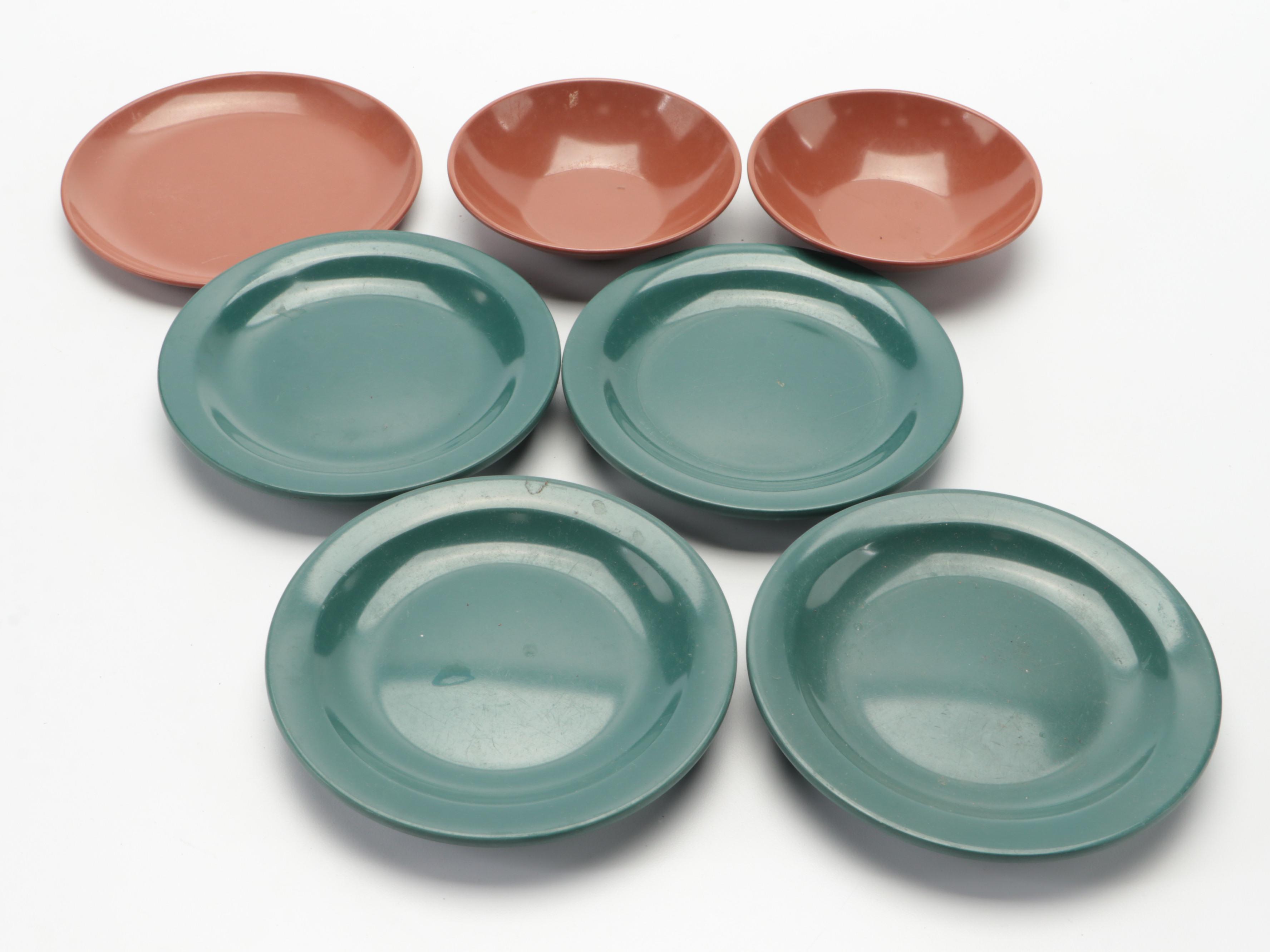 Boonton and Other Melamine Dishware With Sterilite Food Storage, Mid-20th C.