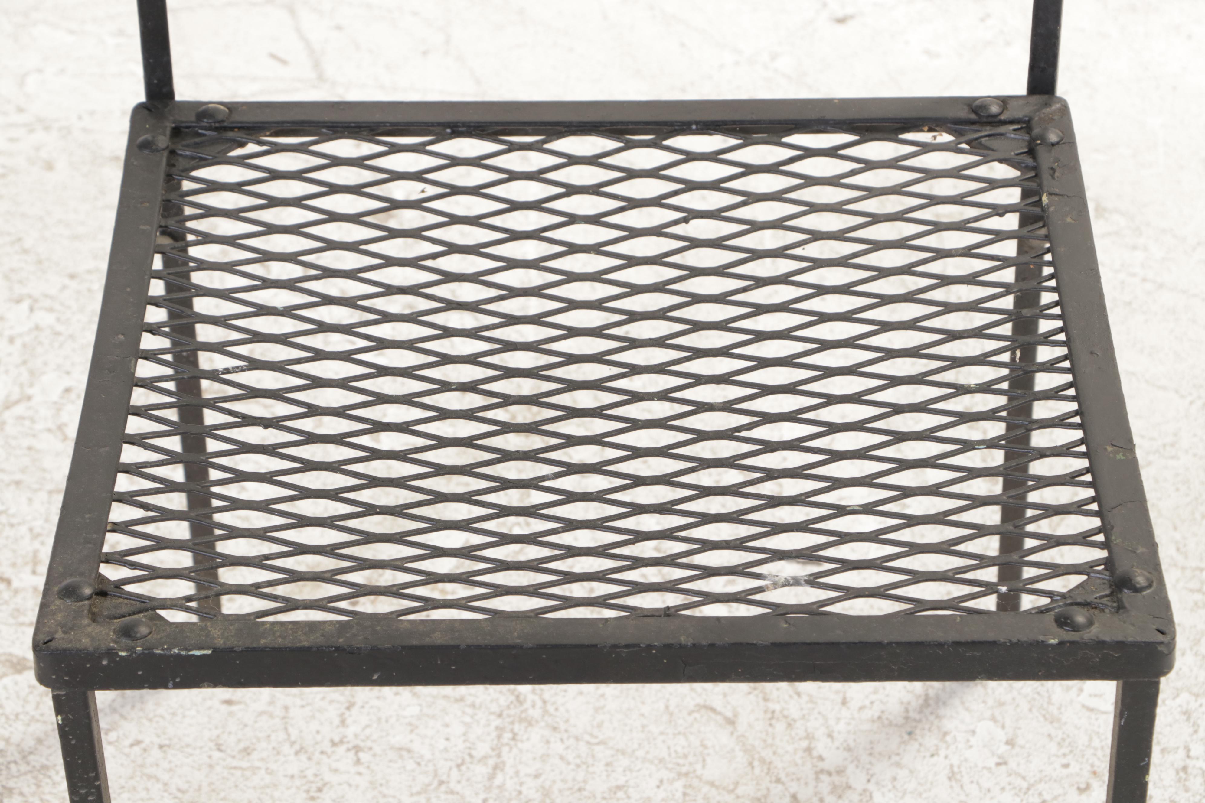 Wrought Iron Patio Dining Furniture and Side Table, Mid to Late 20th Century