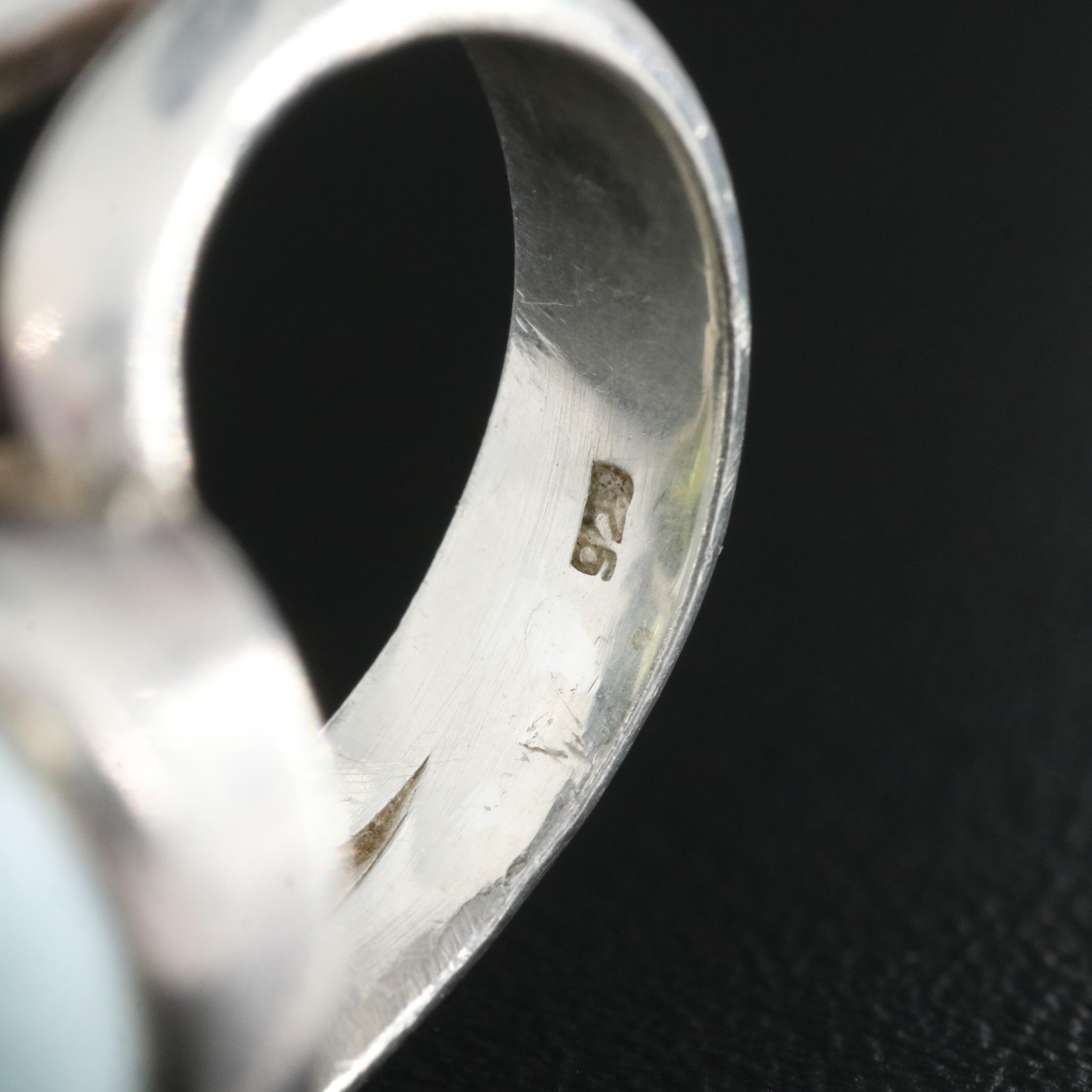 Sterling Larimar and Peridot Ring