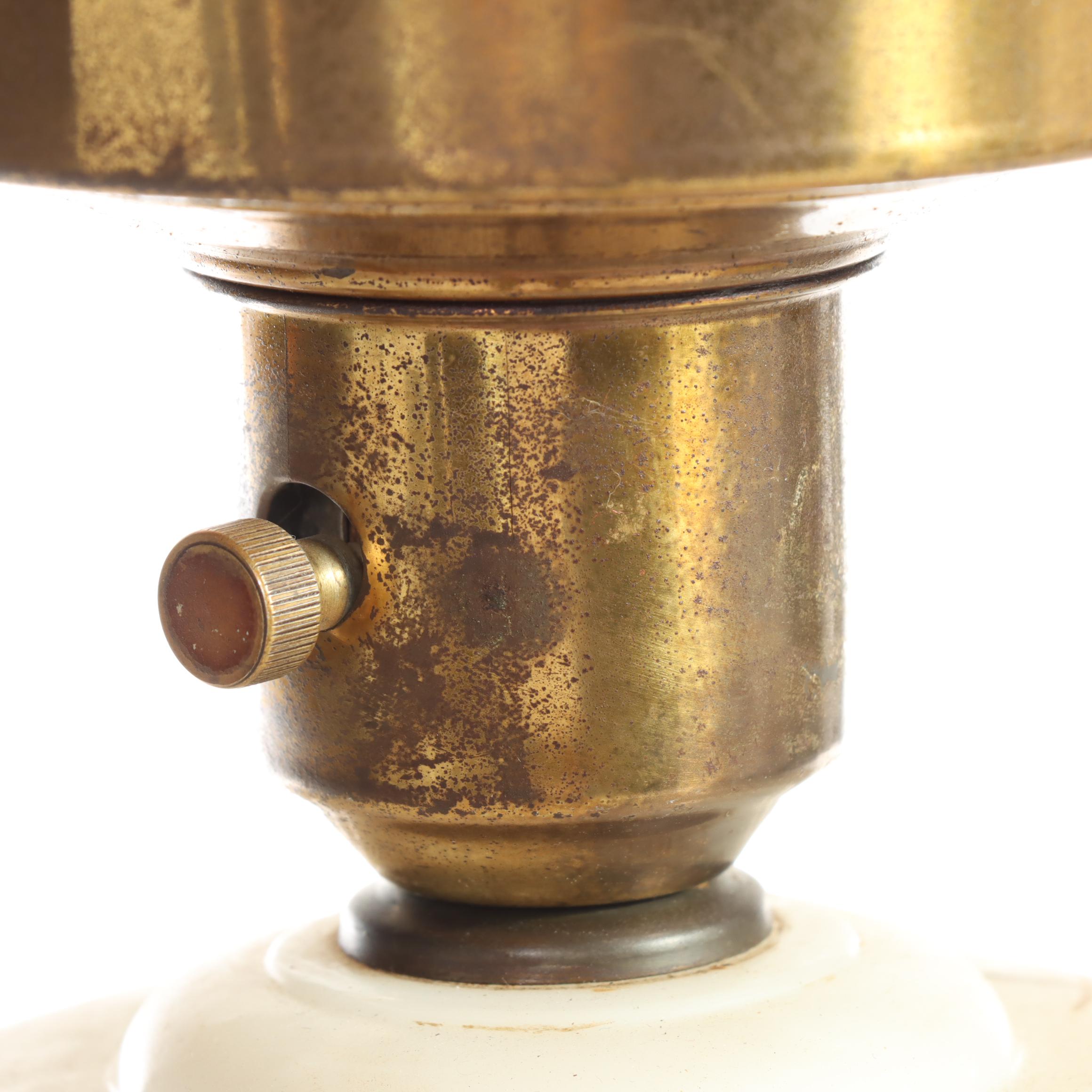 Art Deco Hand-Painted Glass and Metal Floor Lamp, Early 20th Century