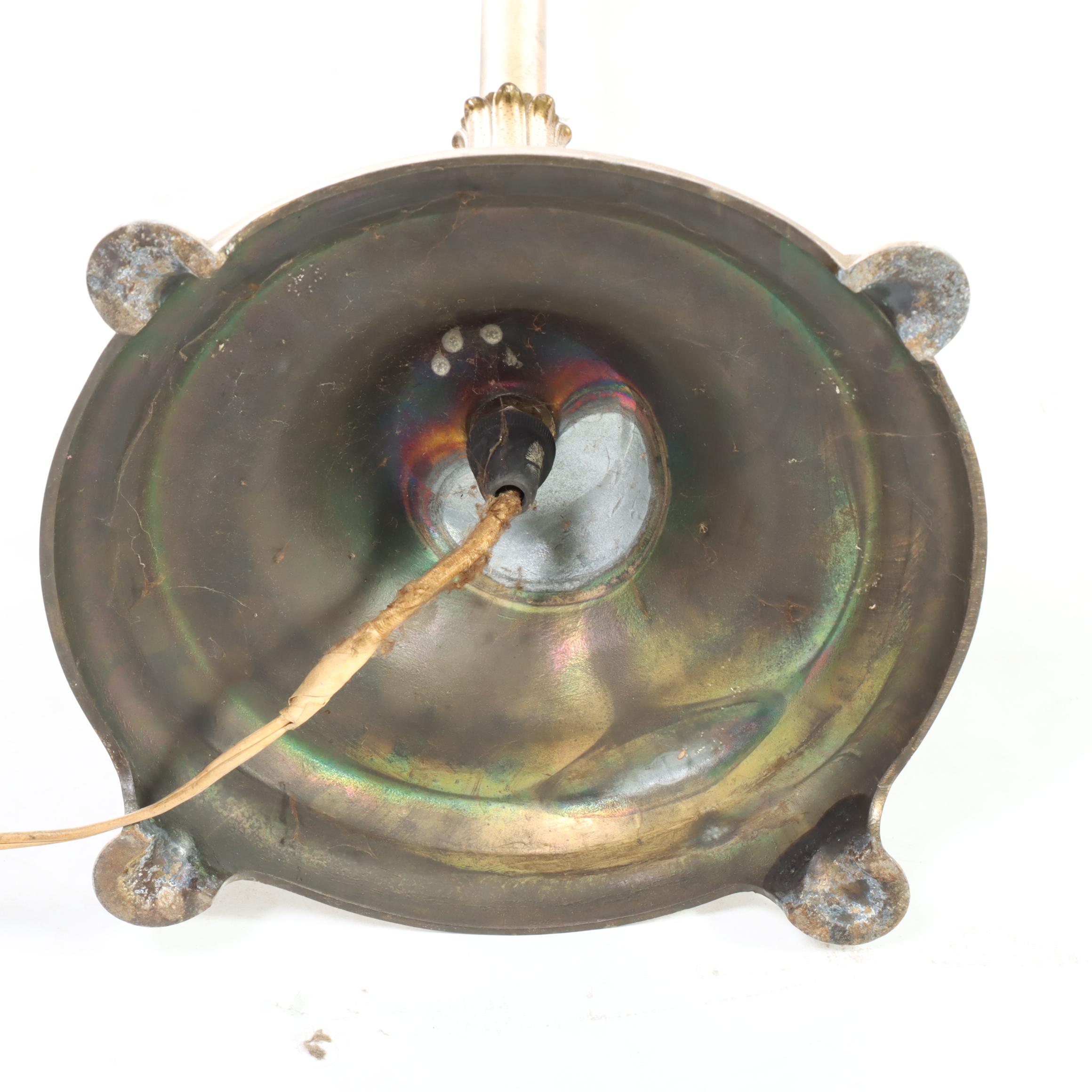 Art Deco Hand-Painted Glass and Metal Floor Lamp, Early 20th Century