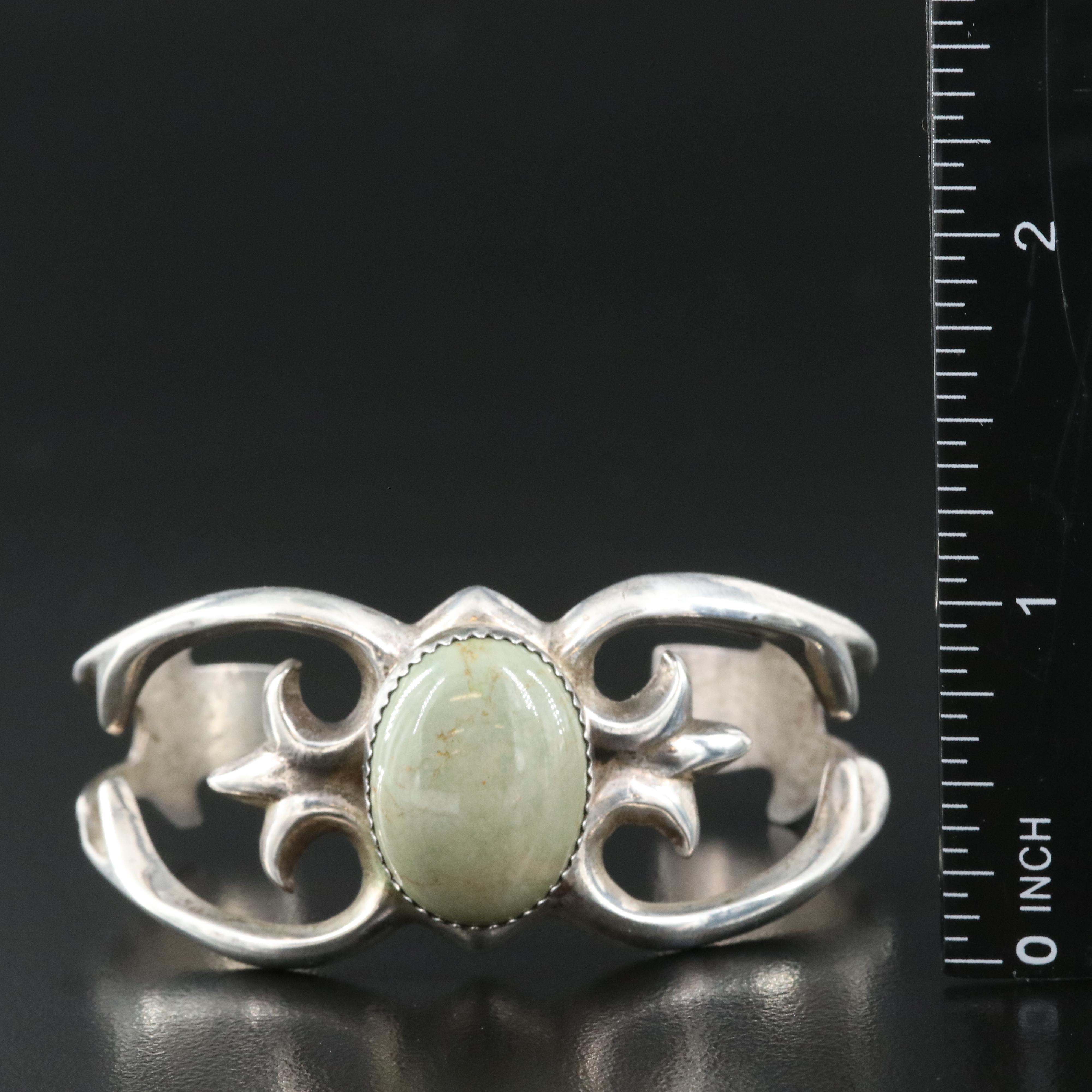 Western Sterling Turquoise Sand Cast Cuff