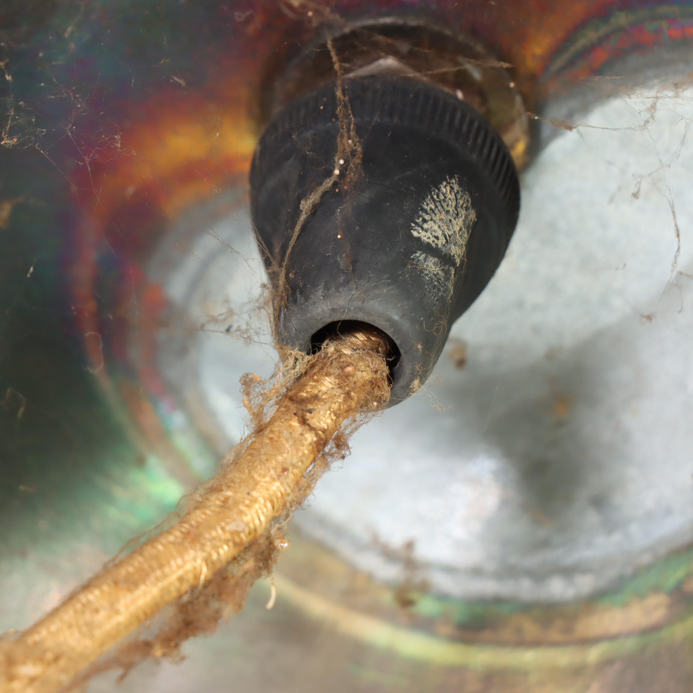 Art Deco Hand-Painted Glass and Metal Floor Lamp, Early 20th Century