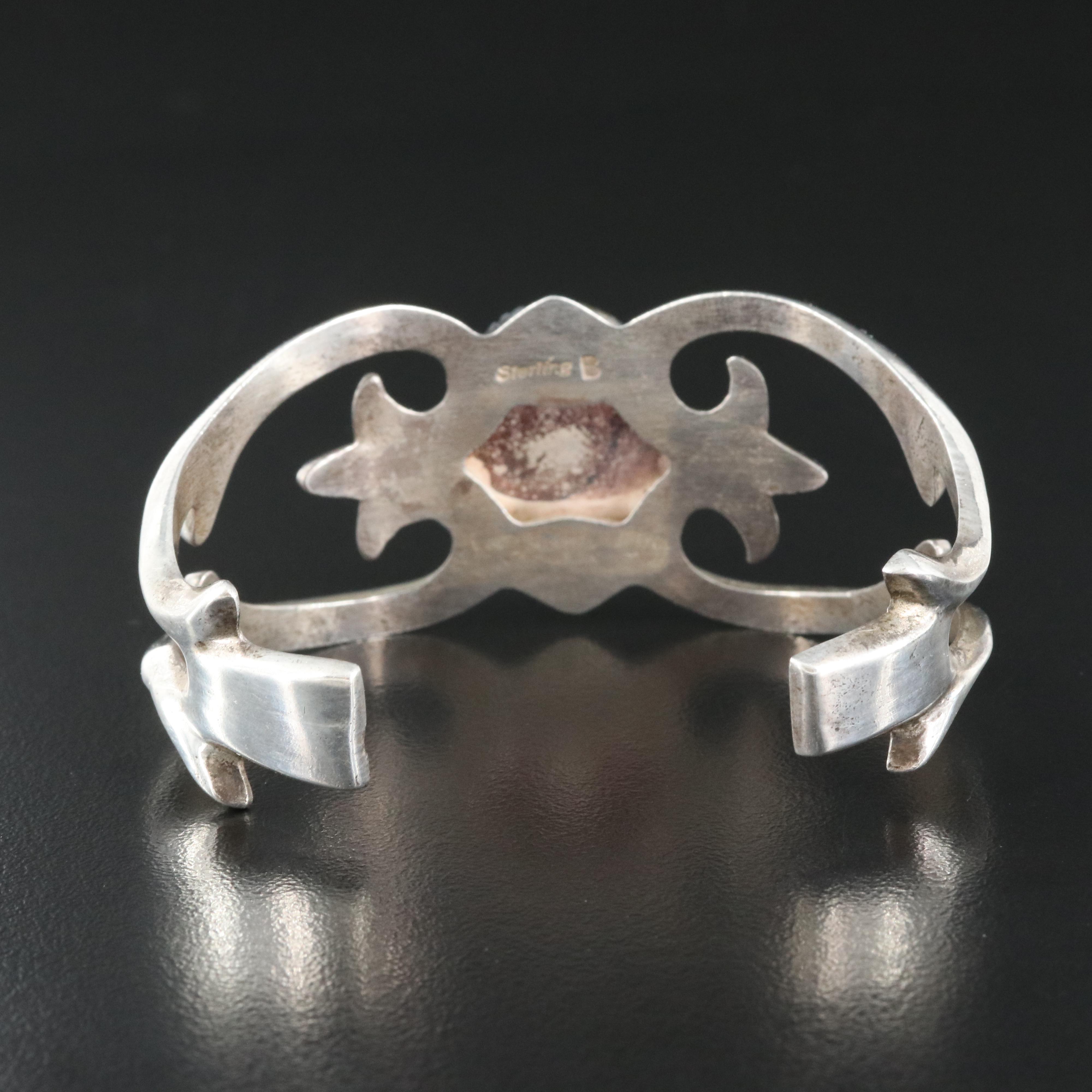 Western Sterling Turquoise Sand Cast Cuff