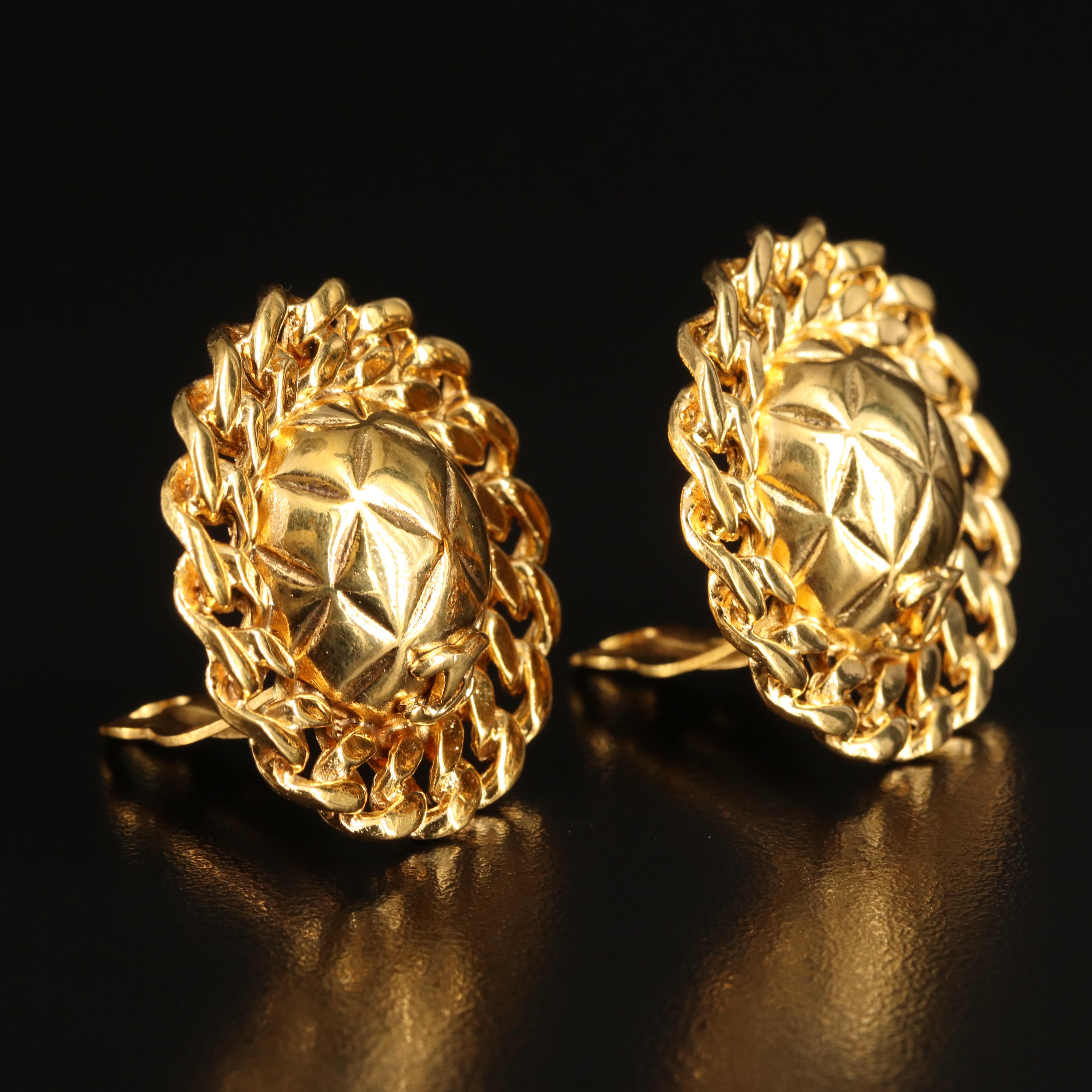 Chanel Quilted Chain Button Earrings
