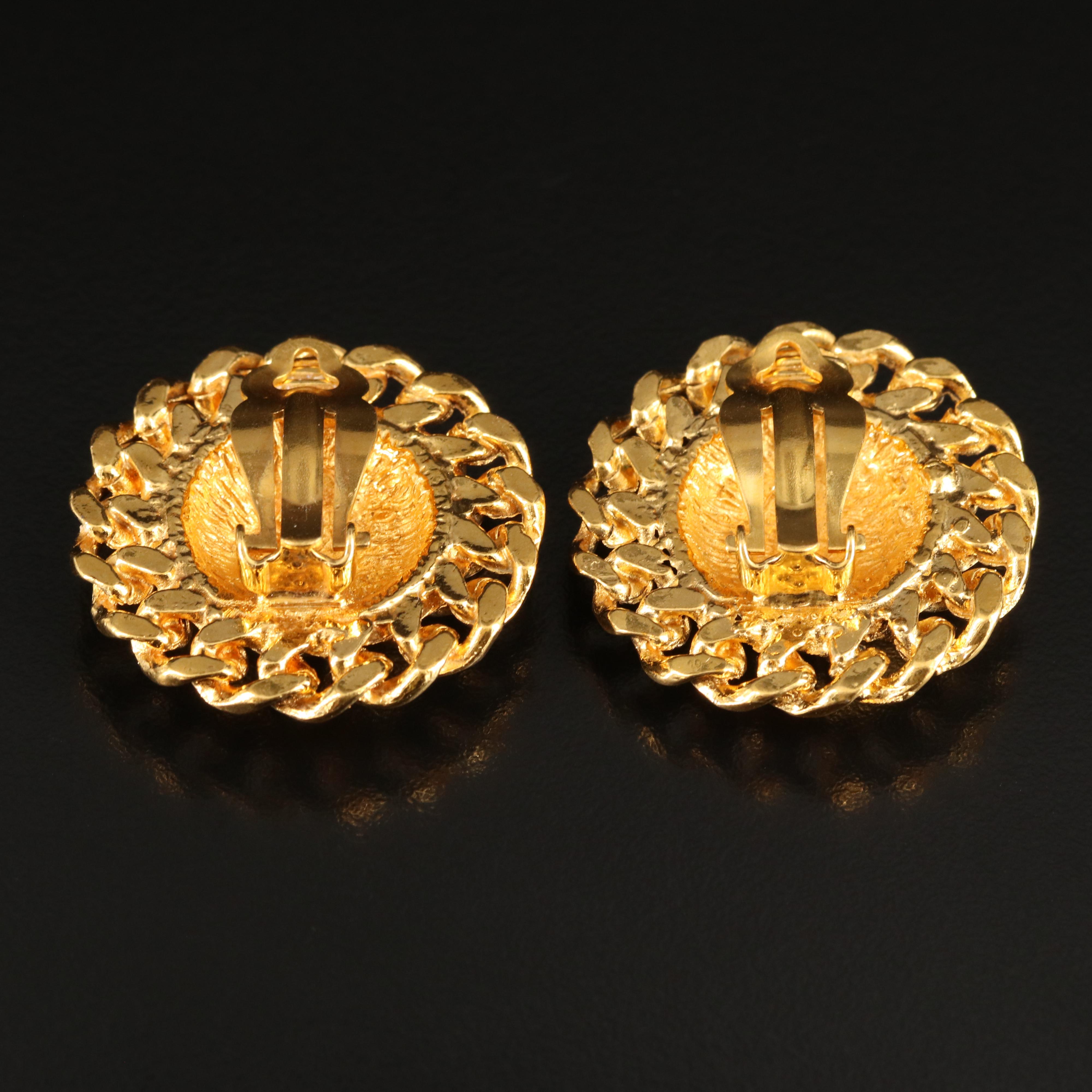 Chanel Quilted Chain Button Earrings