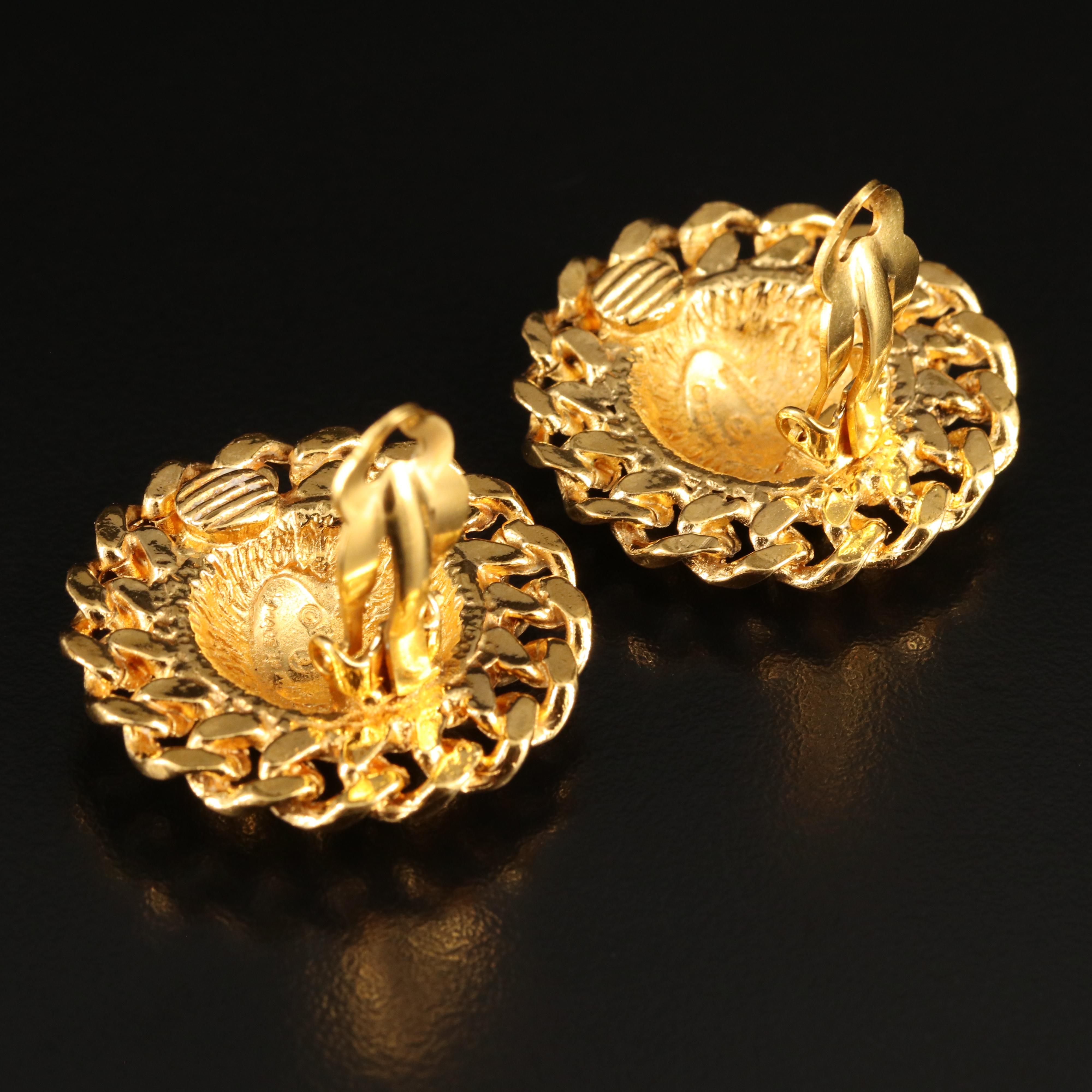 Chanel Quilted Chain Button Earrings