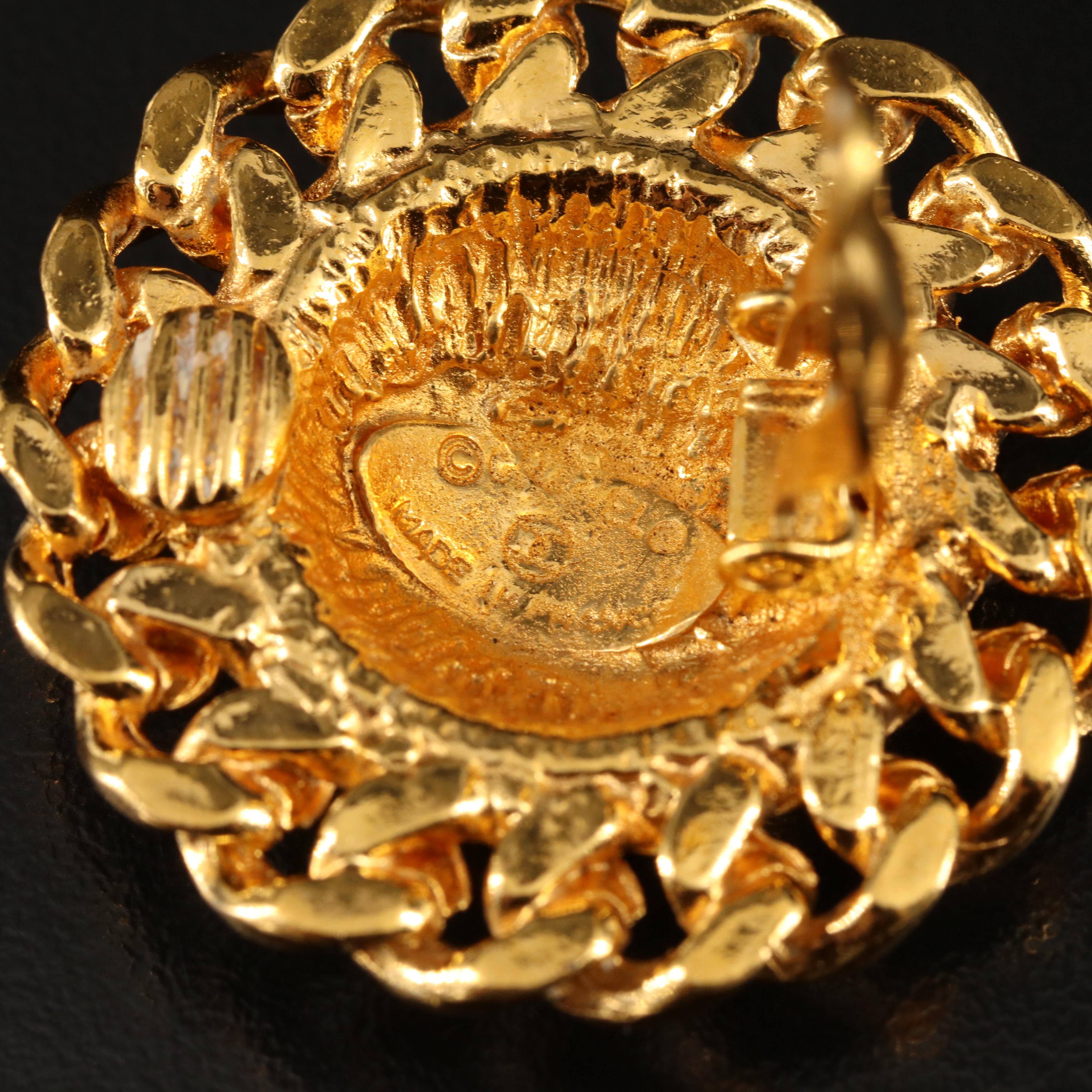 Chanel Quilted Chain Button Earrings