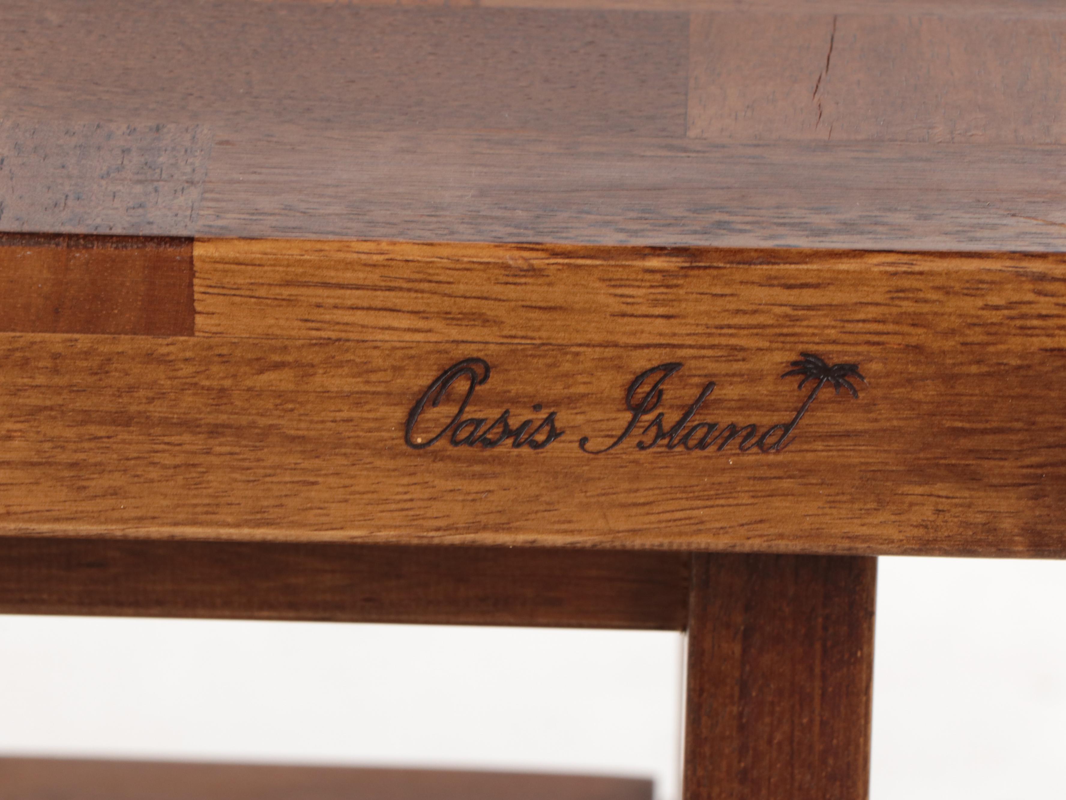 Oasis Island Butcher Block Wood Rolling Kitchen Island Cart