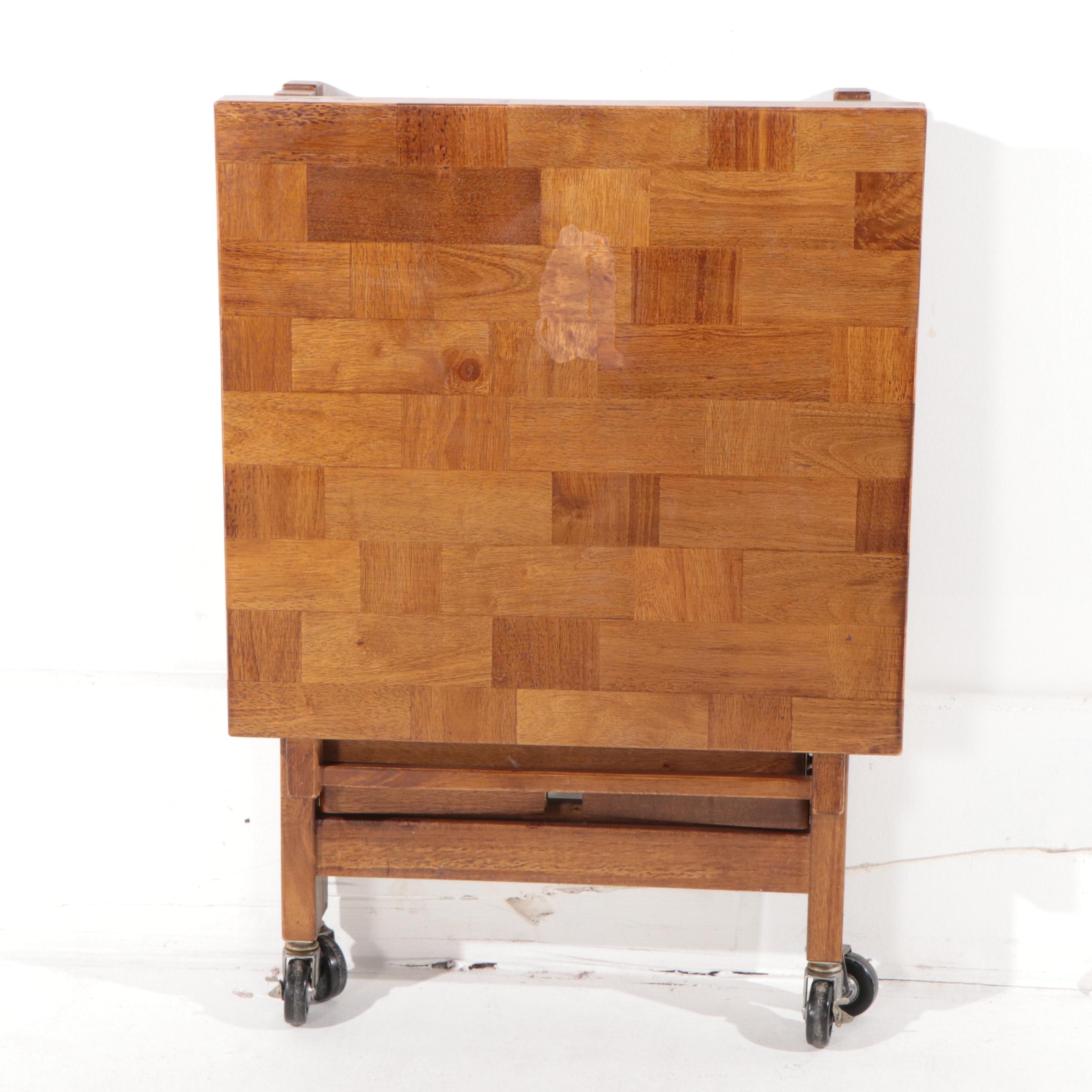 Oasis Island Butcher Block Wood Rolling Kitchen Island Cart